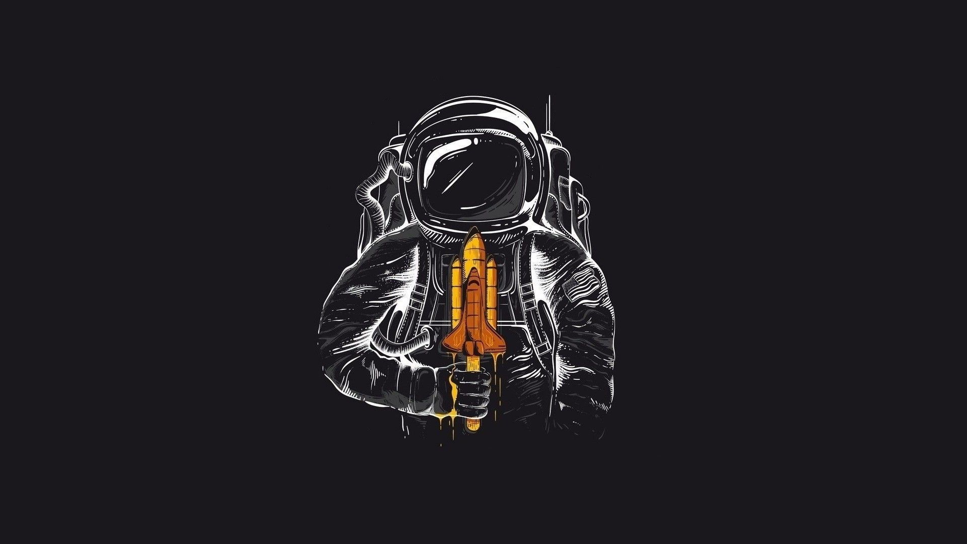 Astronauta con razzo minimalista, 1920x1080 Full HD 1080p, Laptop