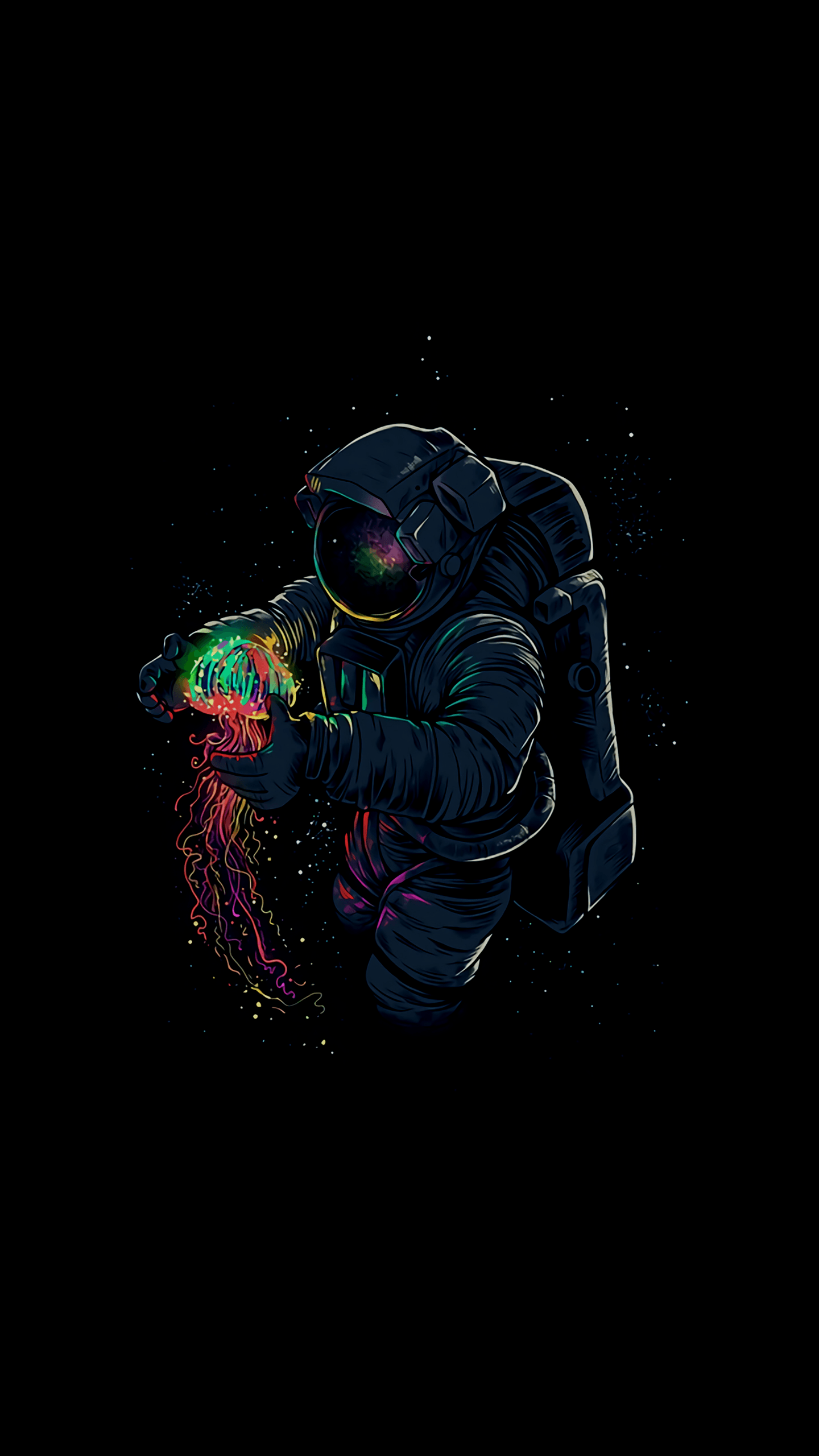 Astronauta con medusa colorata, 1440x2560 Verticale, Mobile