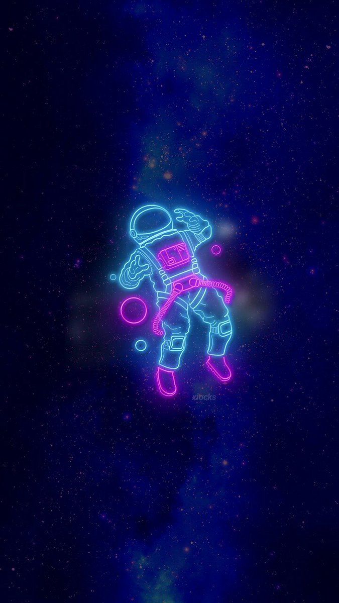 Astronauta neon spazio, 675x1200 Verticale, Mobile
