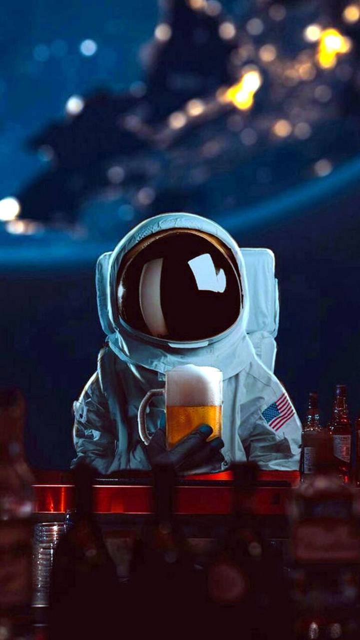 Astronauta con boccale di birra, 720x1280 Verticale, Android