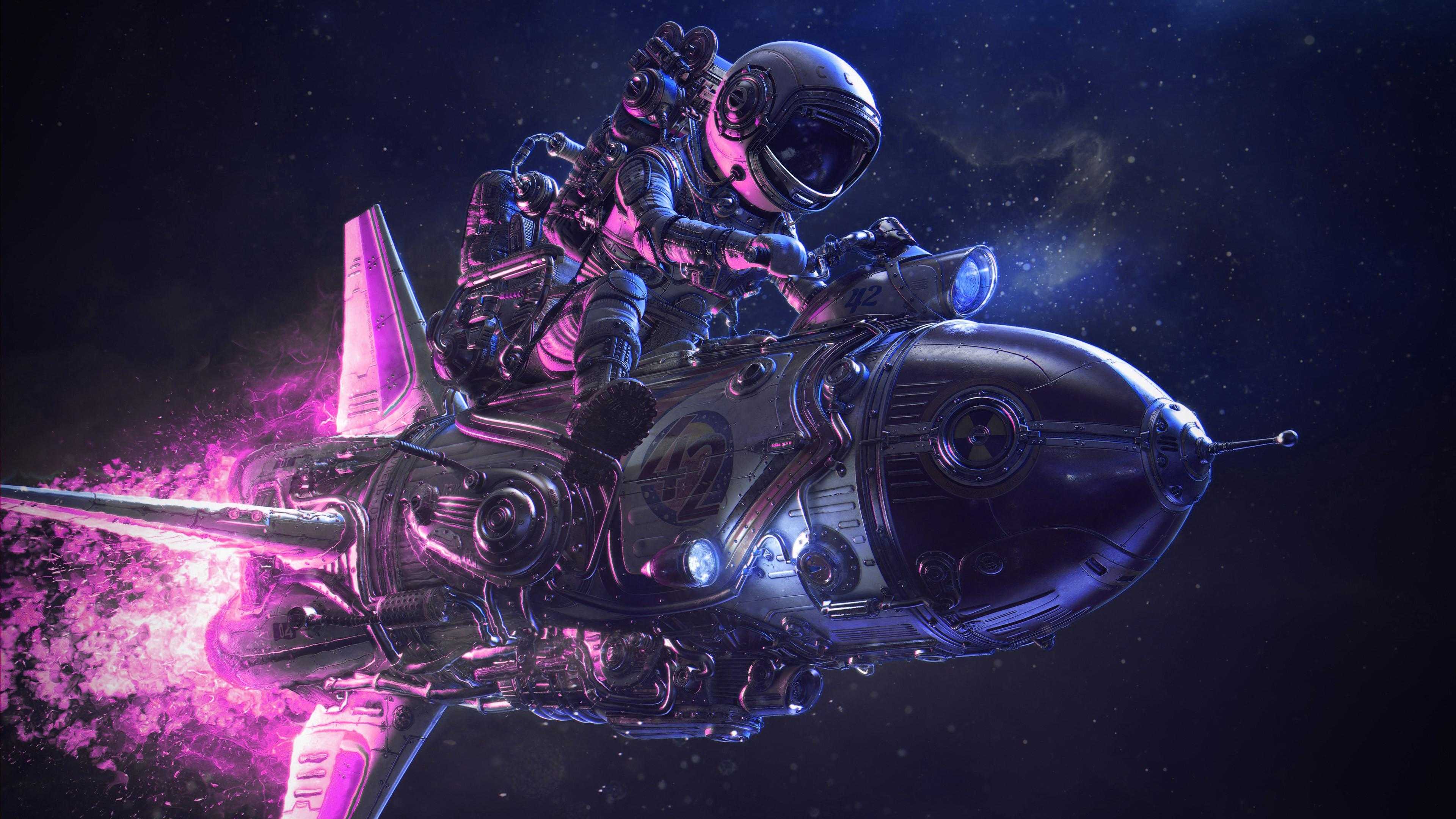 Astronauta su razzo spaziale, 3840x2160 4K, Desktop 4K
