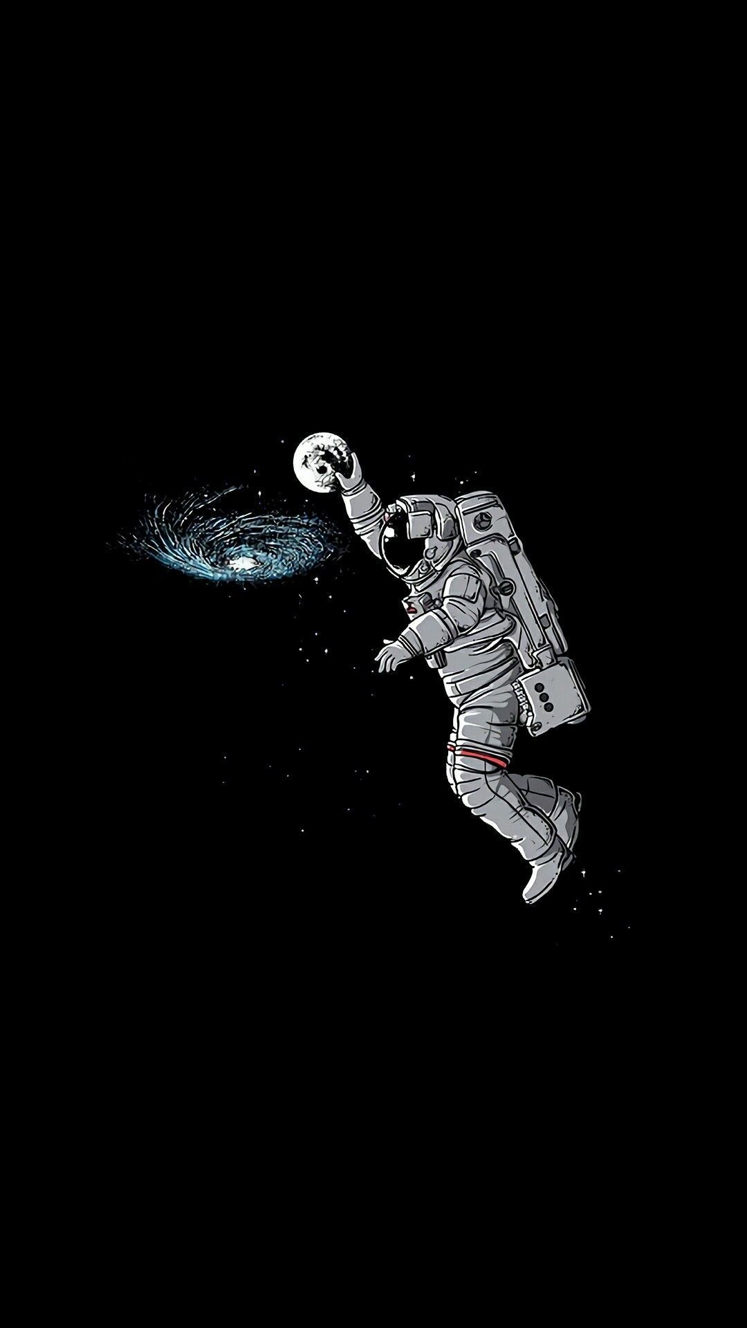Astronauta tocca galassia spazio, 1080x1920 Full HD Verticale, Smartphone