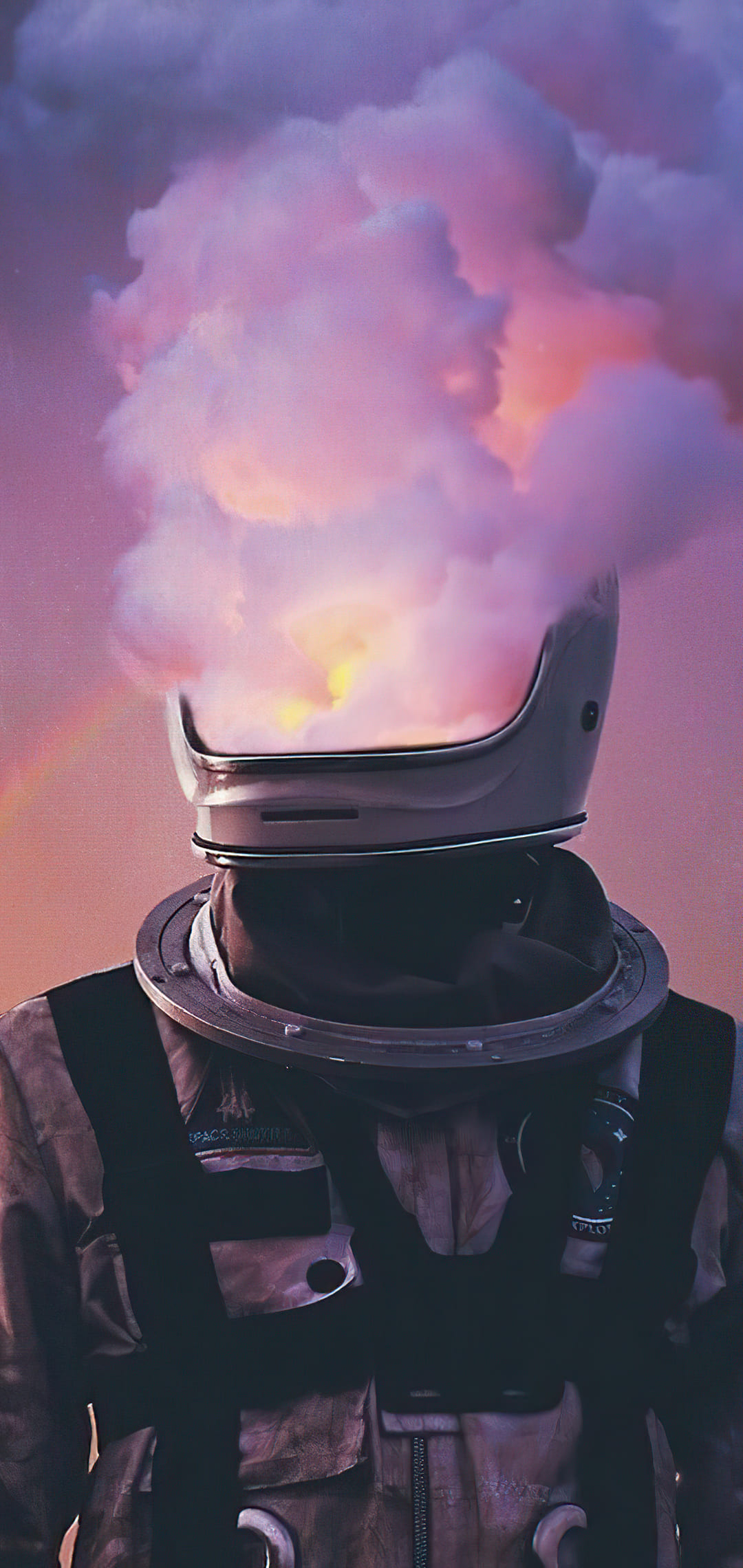 Astronauta con fumo colorato, 1080x2280 Full HD Verticale, iPhone