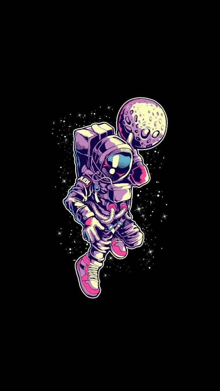 Astronauta con luna spazio, 715x1271 Full HD Verticale, Google Pixel