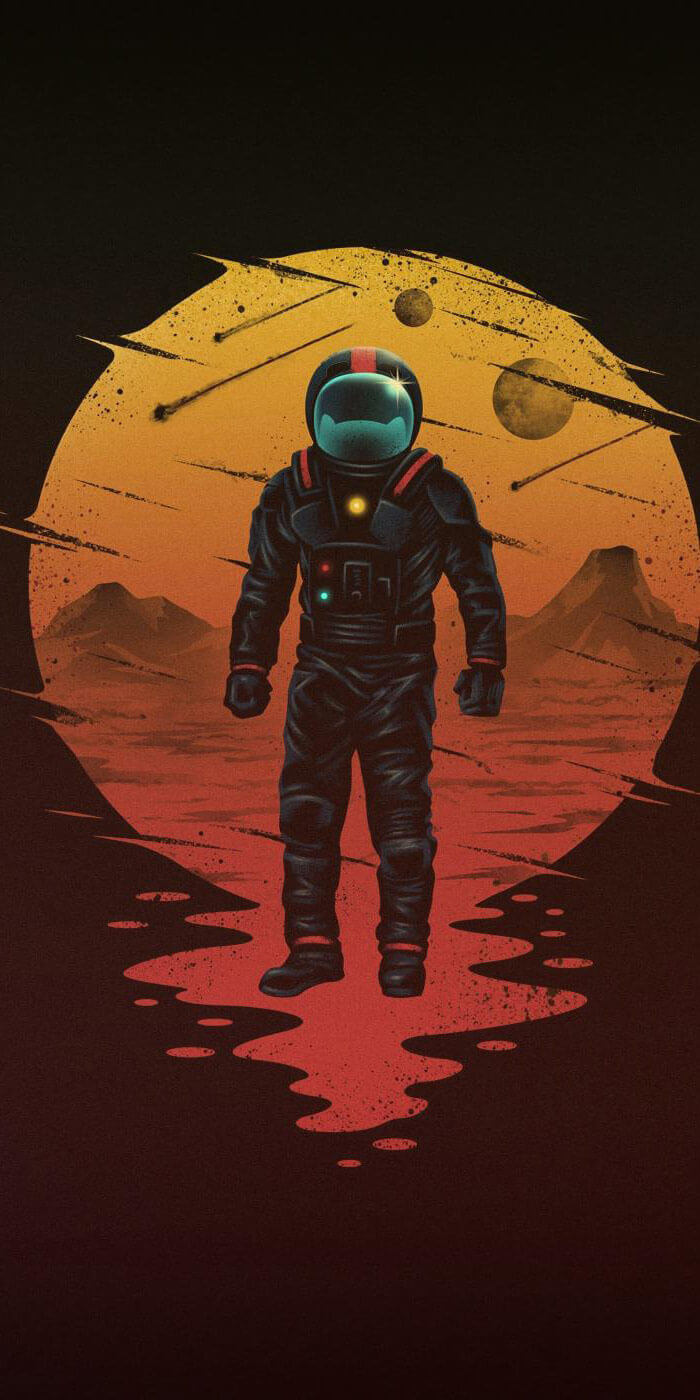 Astronauta su pianeta alieno, 700x1400 Full HD Verticale, iPhone