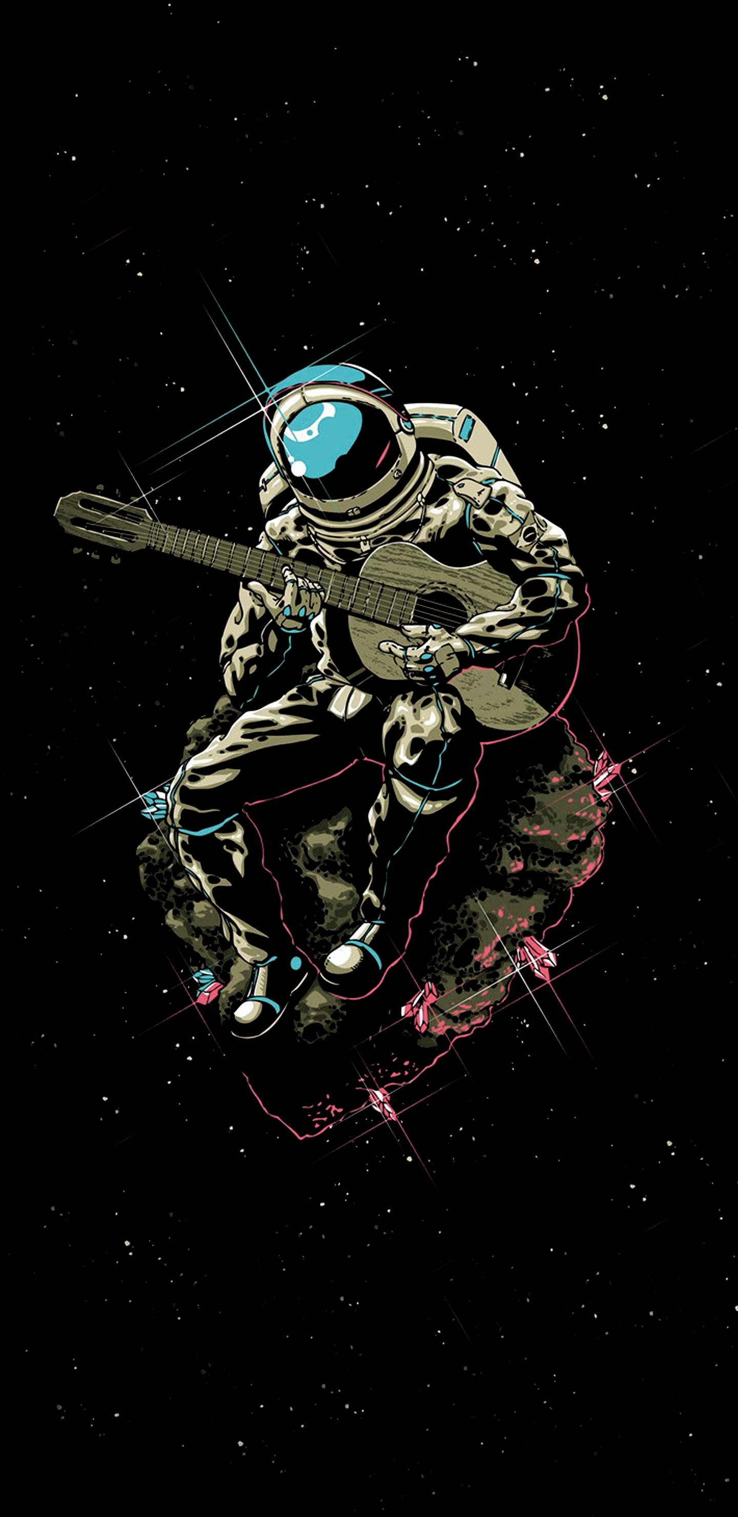 Astronauta con chitarra spazio, 1440x2960 Verticale, OnePlus