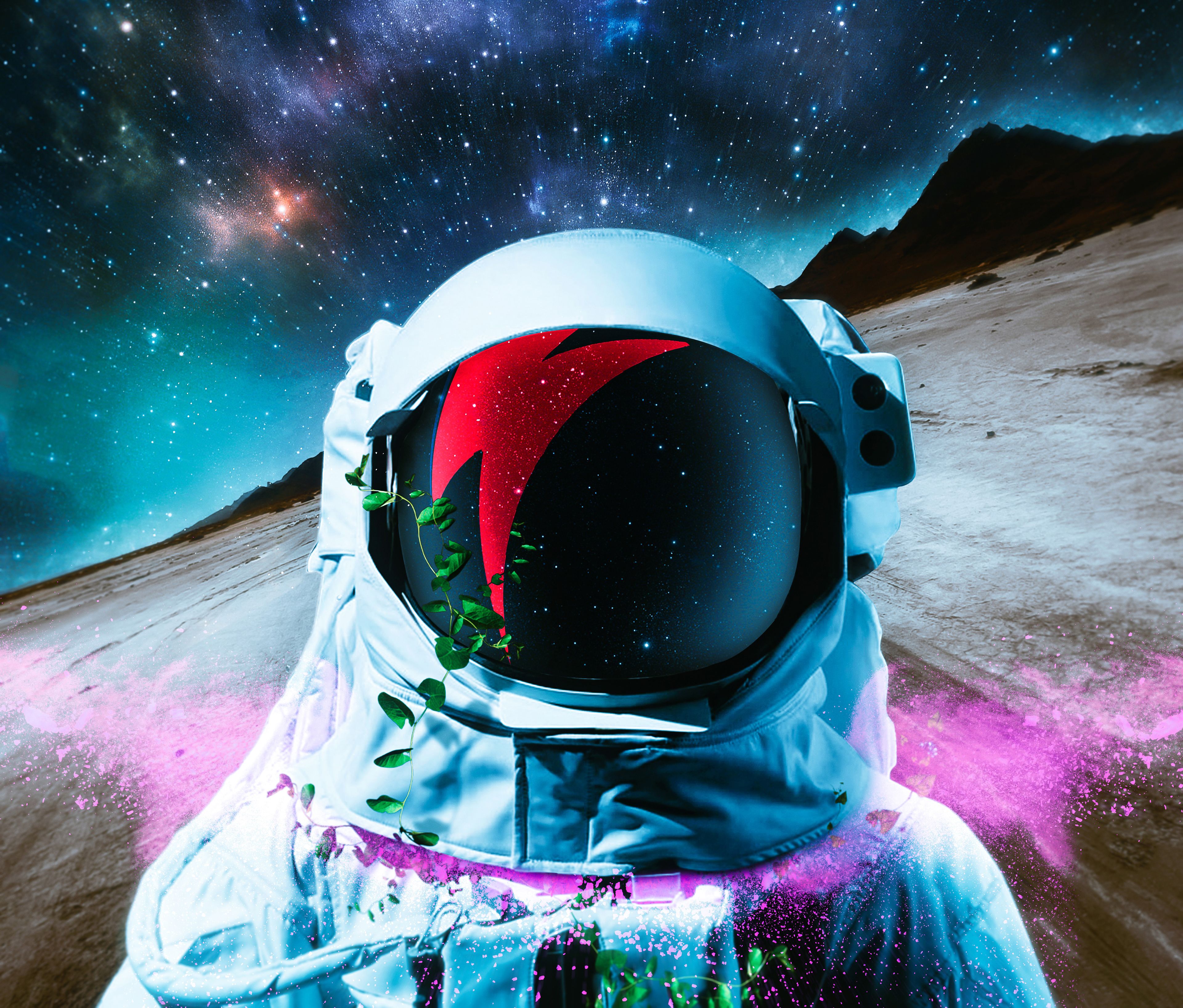 Astronauta con casco fulmine rosso, 3840x3273 4K Ultra HD, Monitor 4K