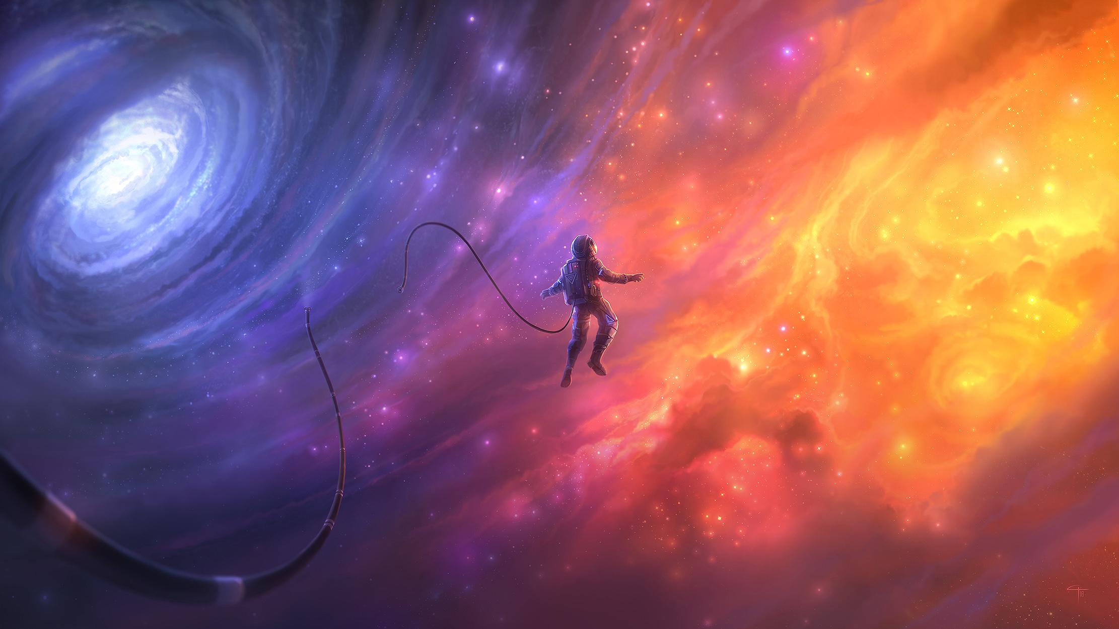 Astronauta perso nella galassia, 2222x1250 2K, Desktop