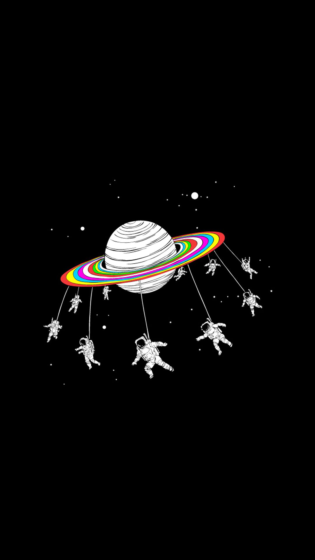 Astronauti giostra pianeta Saturno, 1080x1920 Full HD Verticale, Smartphone