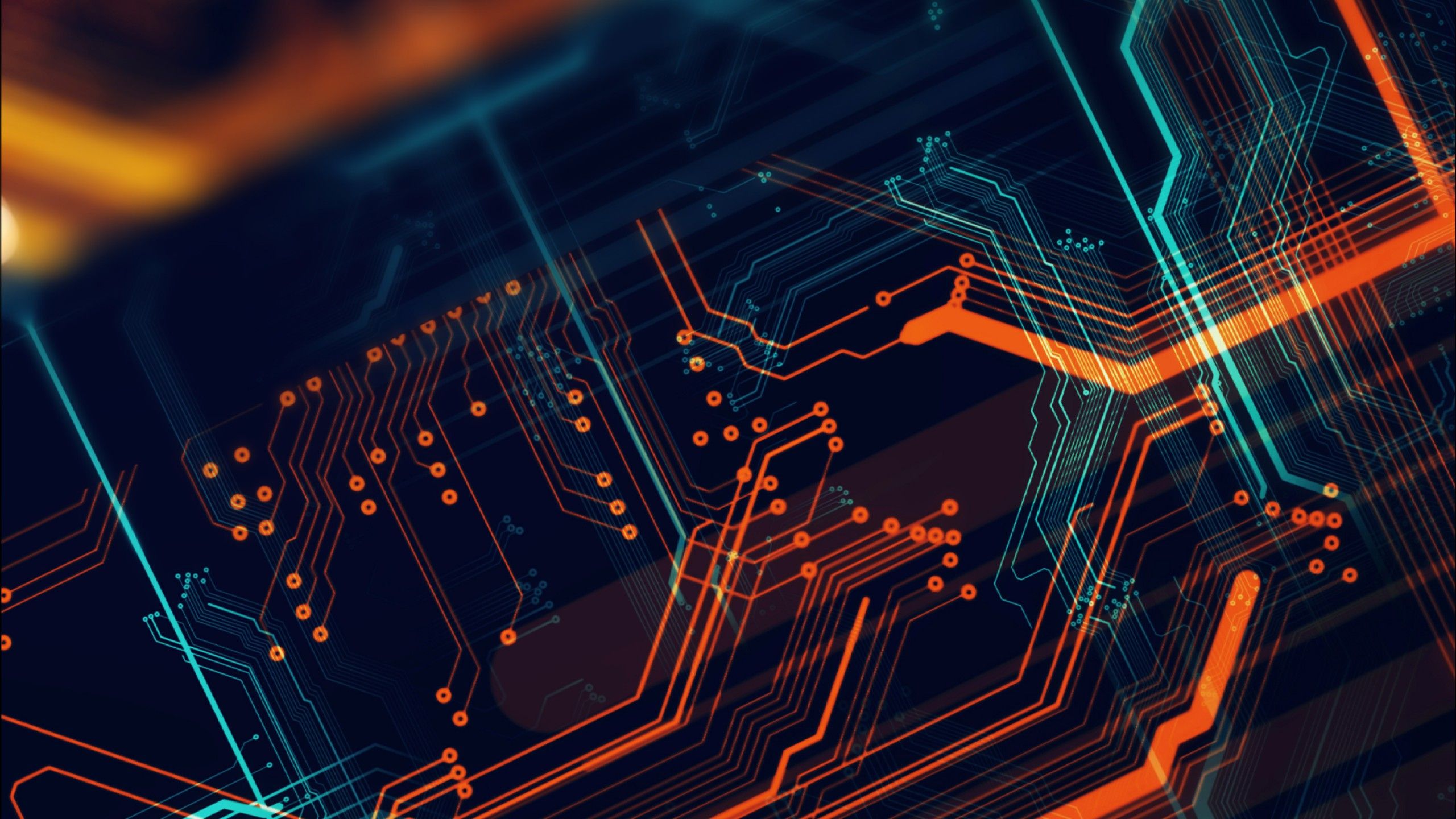 Circuito astratto arancione e blu, 2560x1440 2K, Desktop