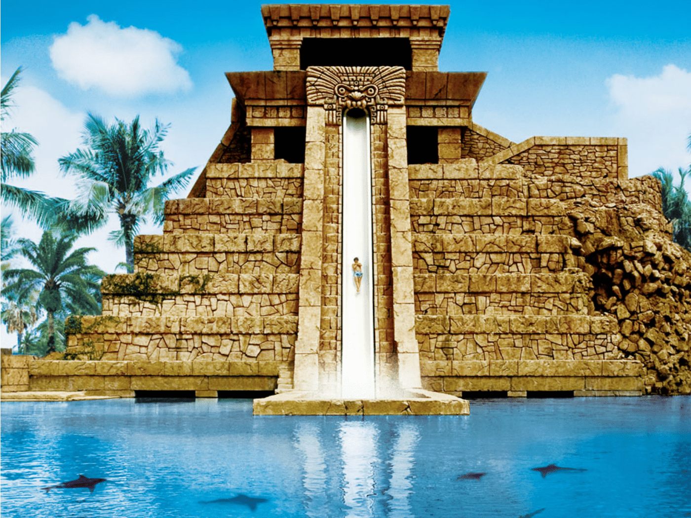 Piramide Maya scivolo acquatico Atlantis, 1400x1050 HD, Desktop