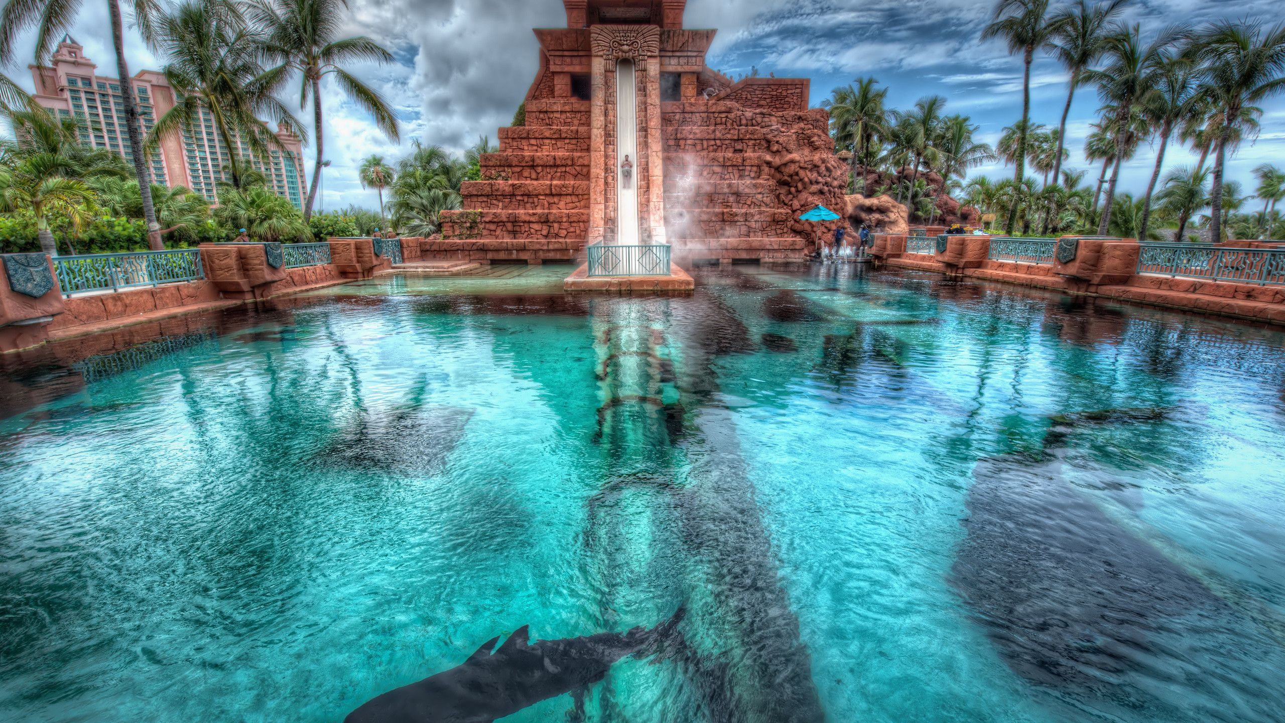 Resort Atlantis piscina Bahamas, 2560x1440 2K, Desktop