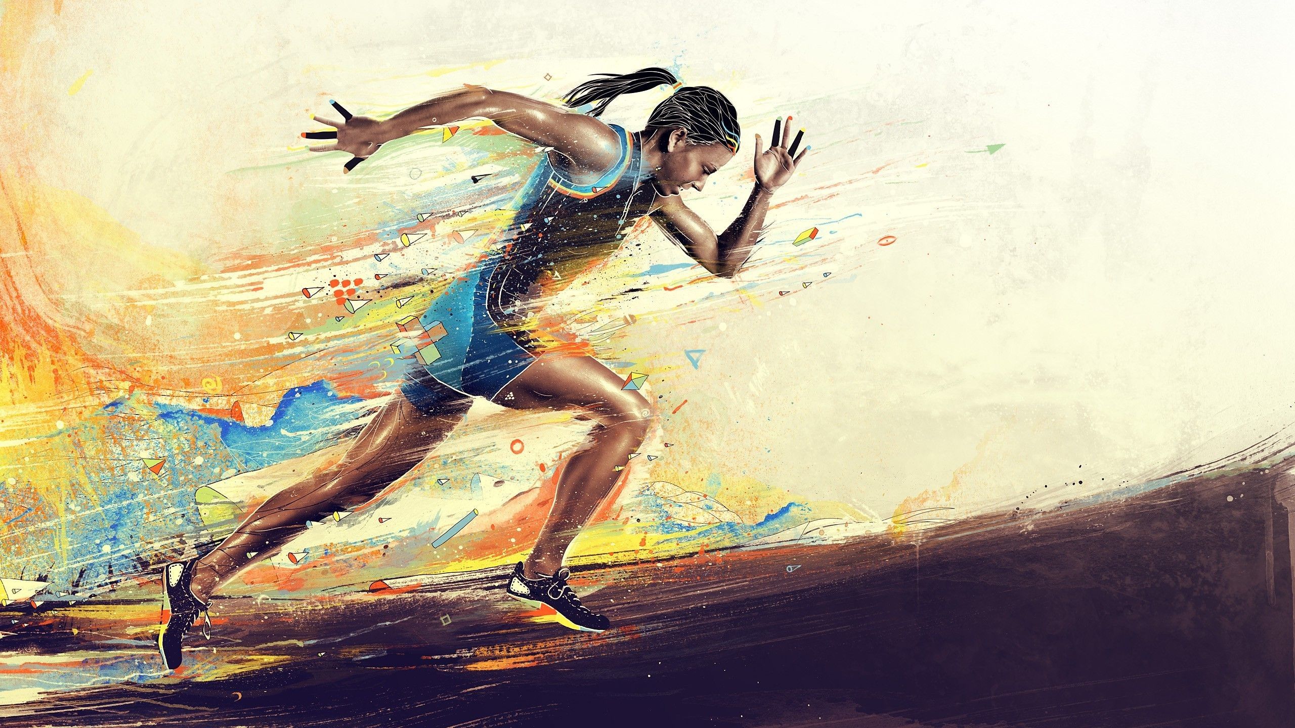 Atleta donna che corre, illustrazione, 2560x1440 2K QHD, PC
