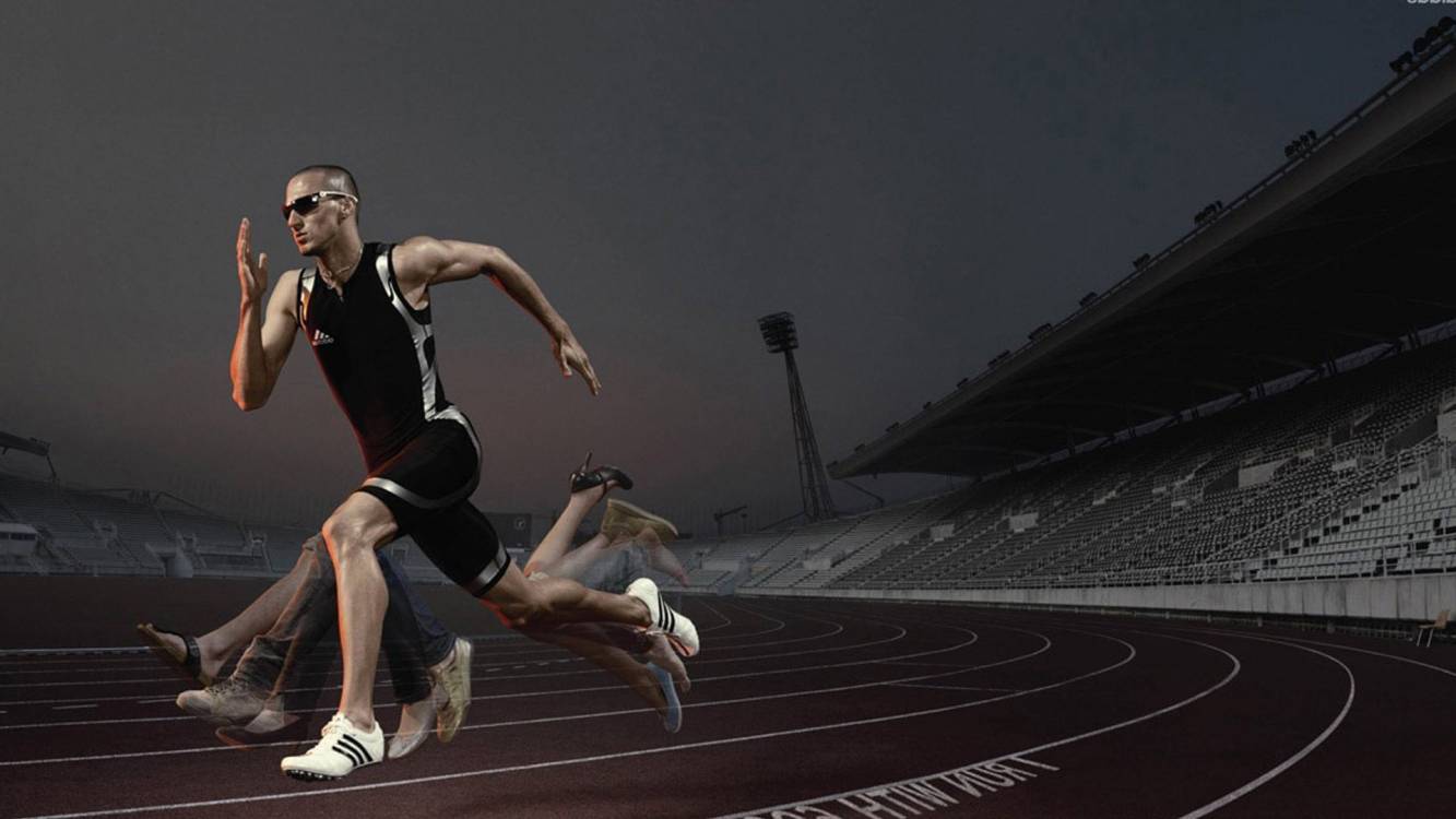 Atleta che corre in pista, 1333x750 720p, Laptop