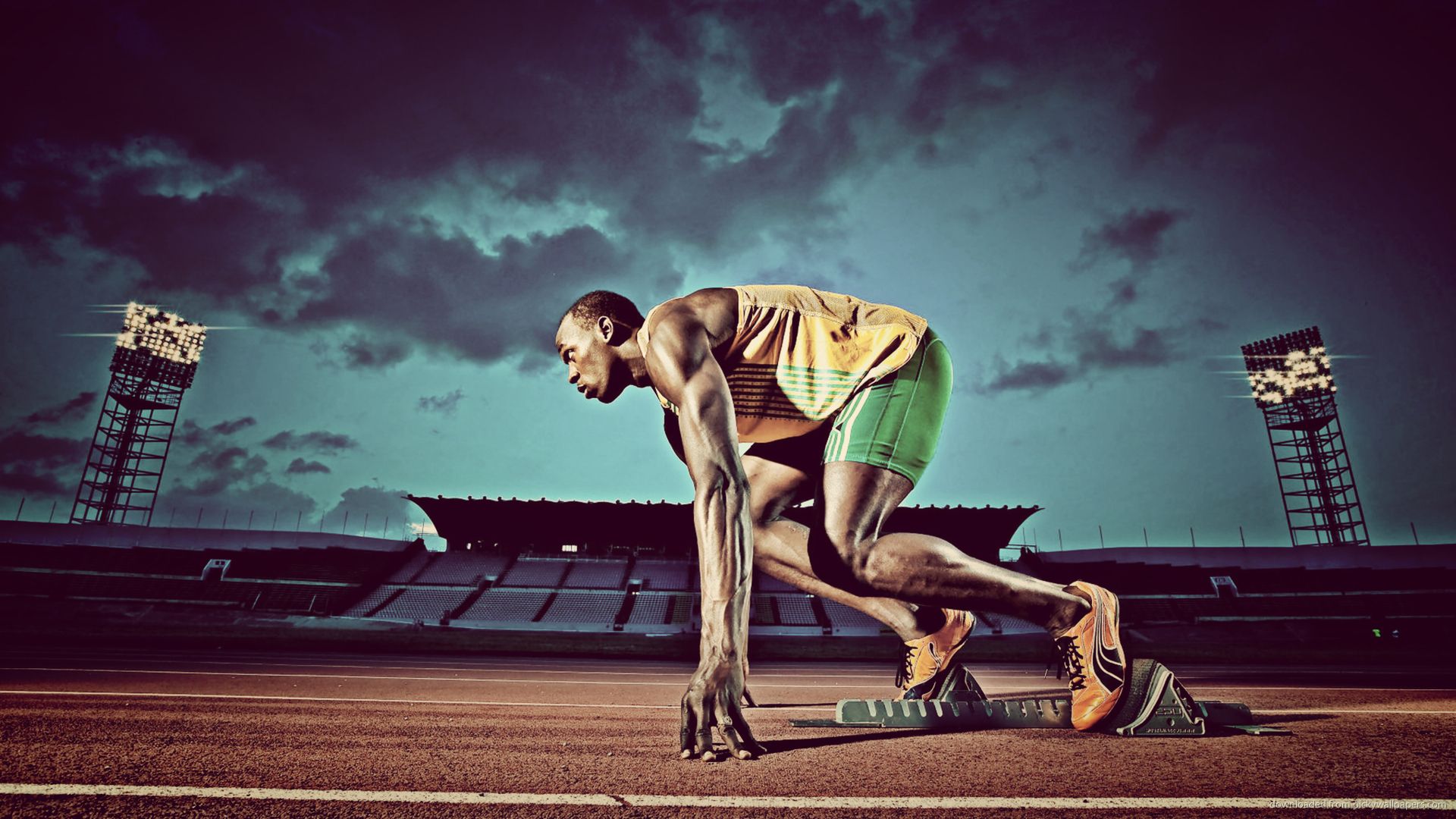 Atleta velocista sui blocchi partenza, 1920x1080 1080p, Laptop