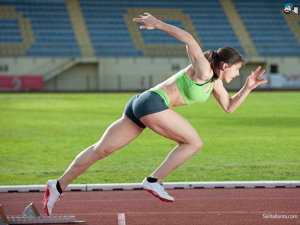 Atleta donna in partenza pista, 1024x768 HD, PC