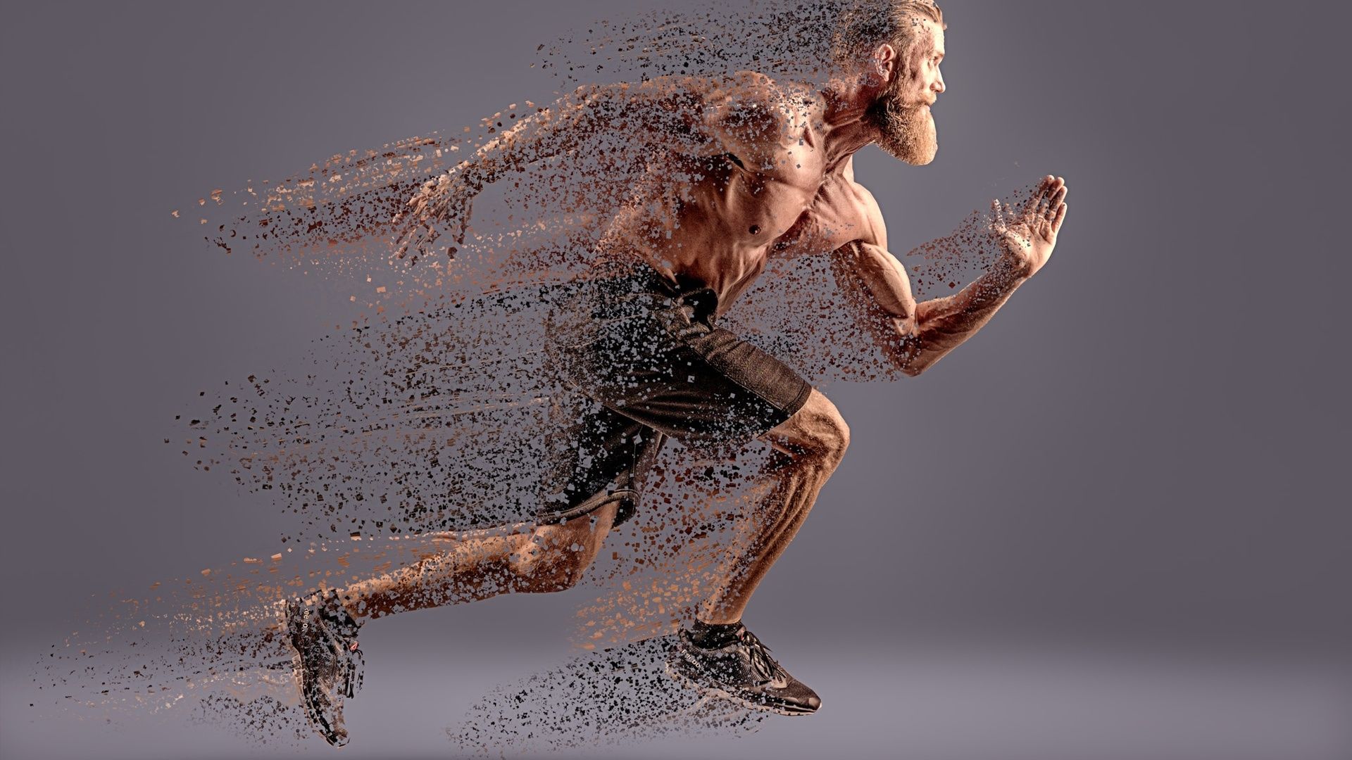 Uomo che corre effetto particelle, 1920x1080 Full HD, PC