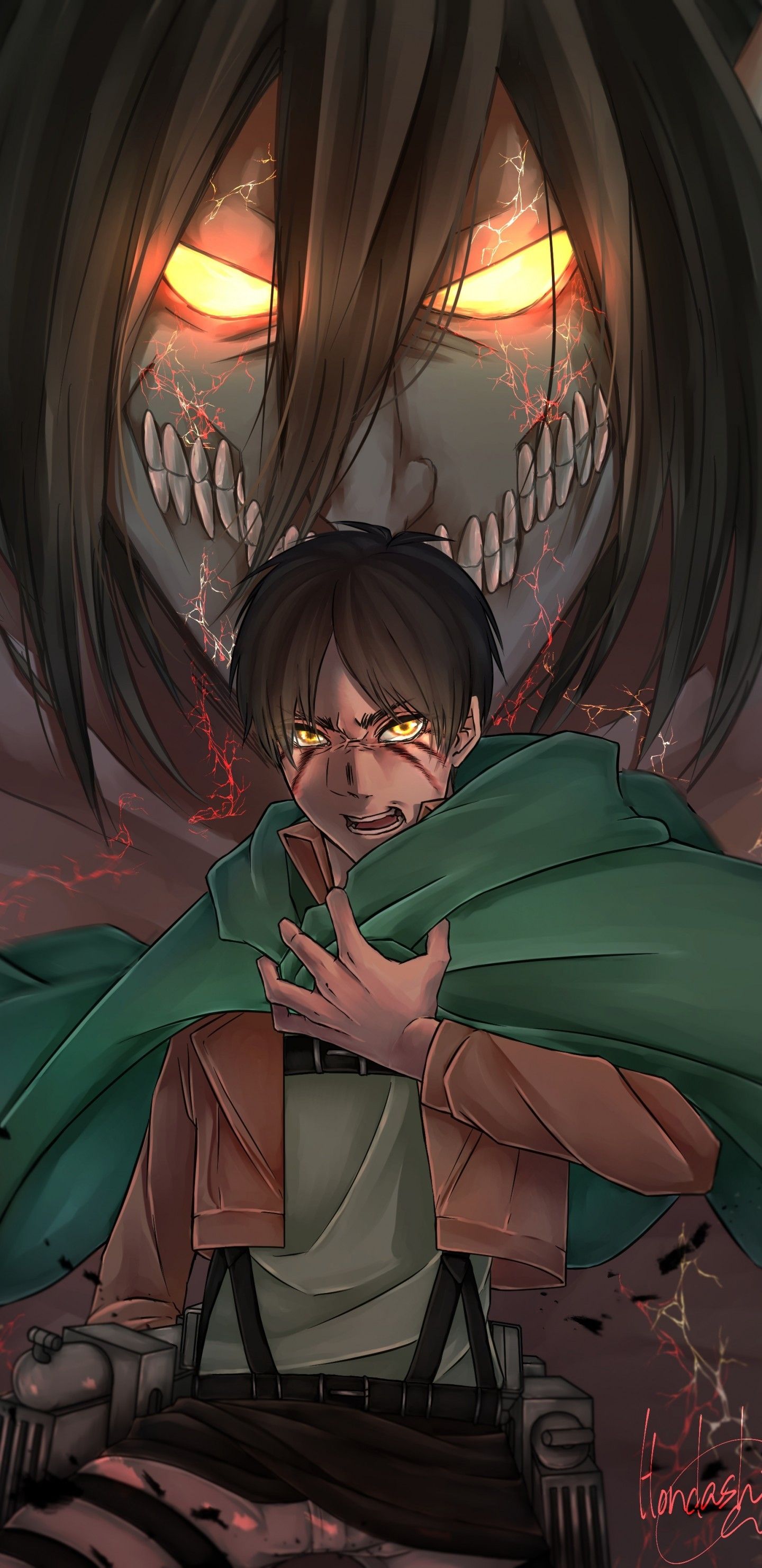 Eren Jaeger, Attack on Titan, 1440x2960 Full HD Verticale, Smartphone
