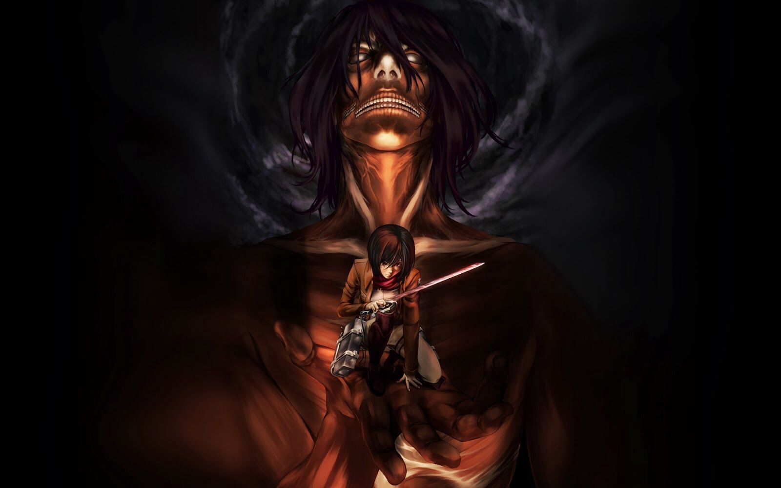 Eren Titan e Mikasa, 1600x1000 HD Ready, PC