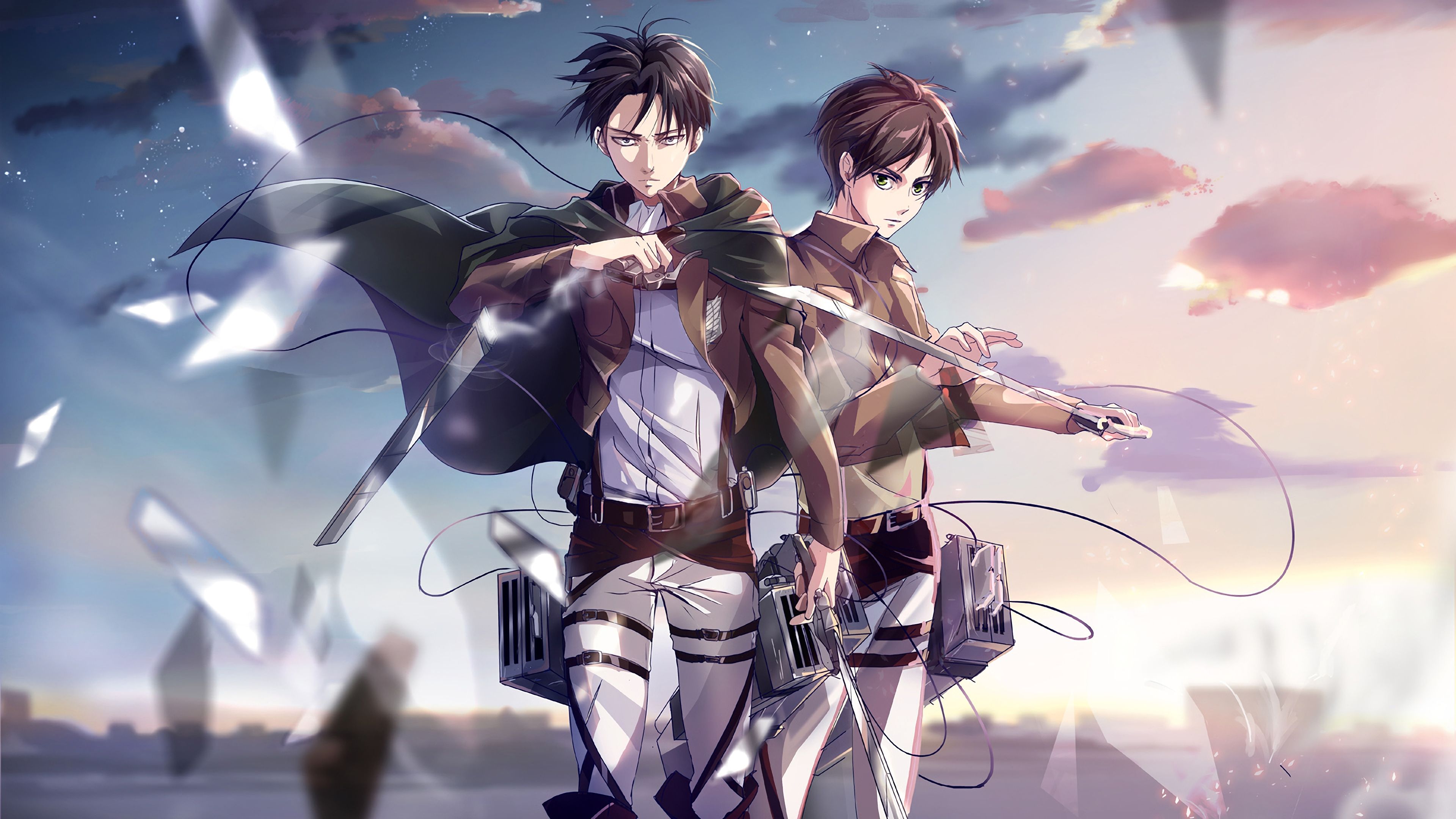 Eren e Levi, Attack on Titan, 3840x2160 4K, Monitor 4K