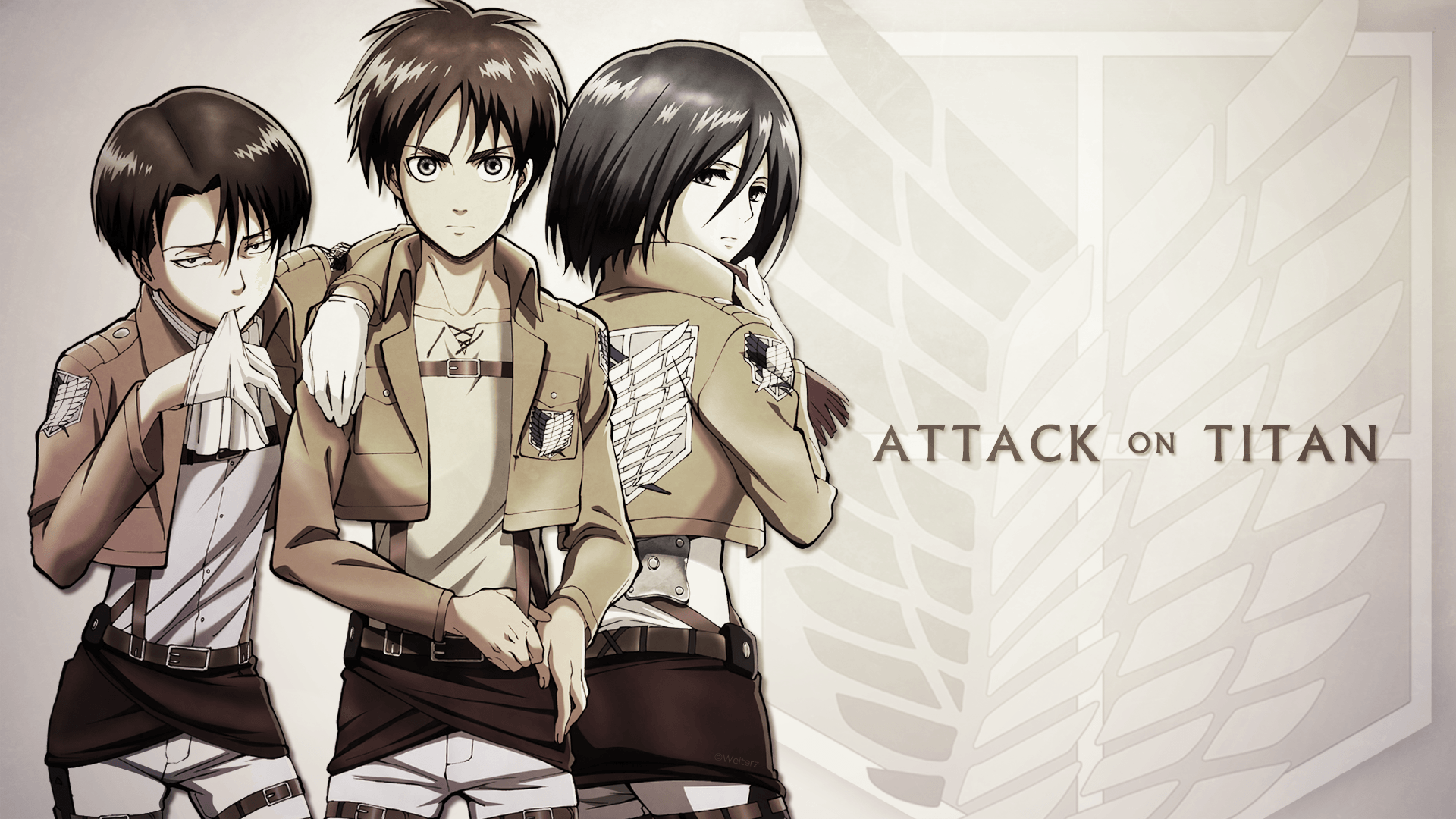 Eren, Mikasa e Armin, Attack on Titan, 1920x1080 Full HD, PC