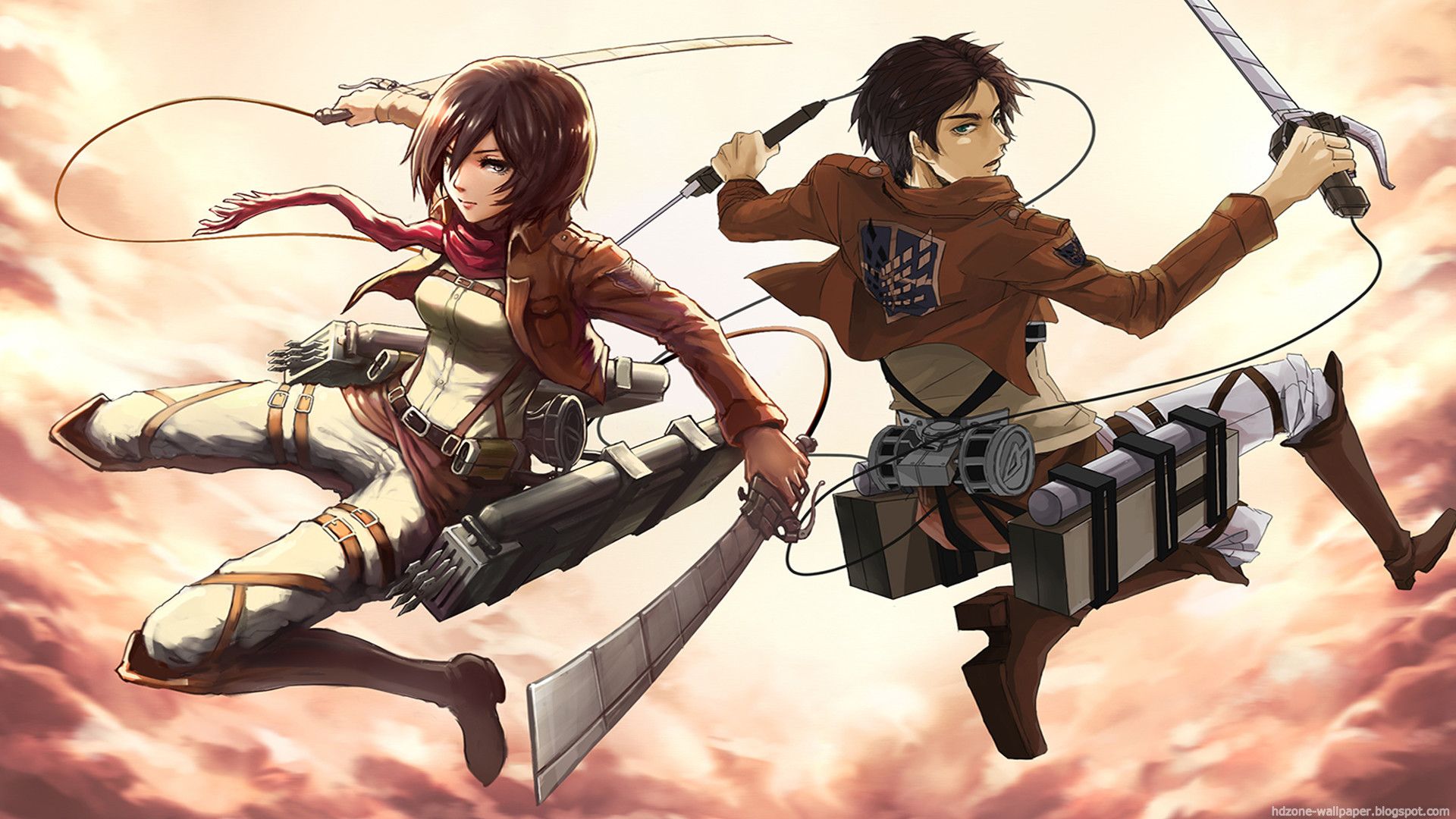 Eren e Mikasa Attack on Titan, 1920x1080 Full HD 1080p, PC Desktop