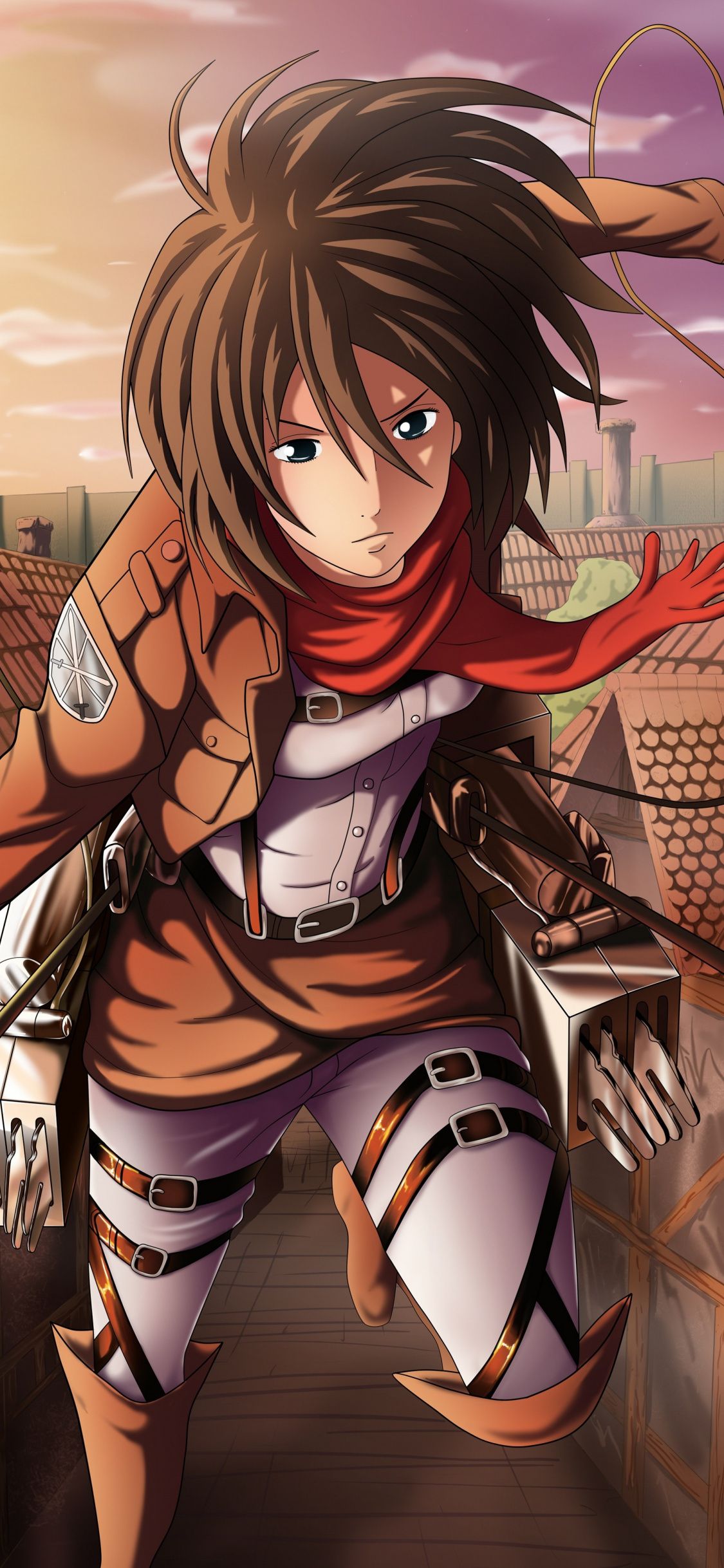 Mikasa Attack on Titan anime, 1125x2436 Verticale, Telefono