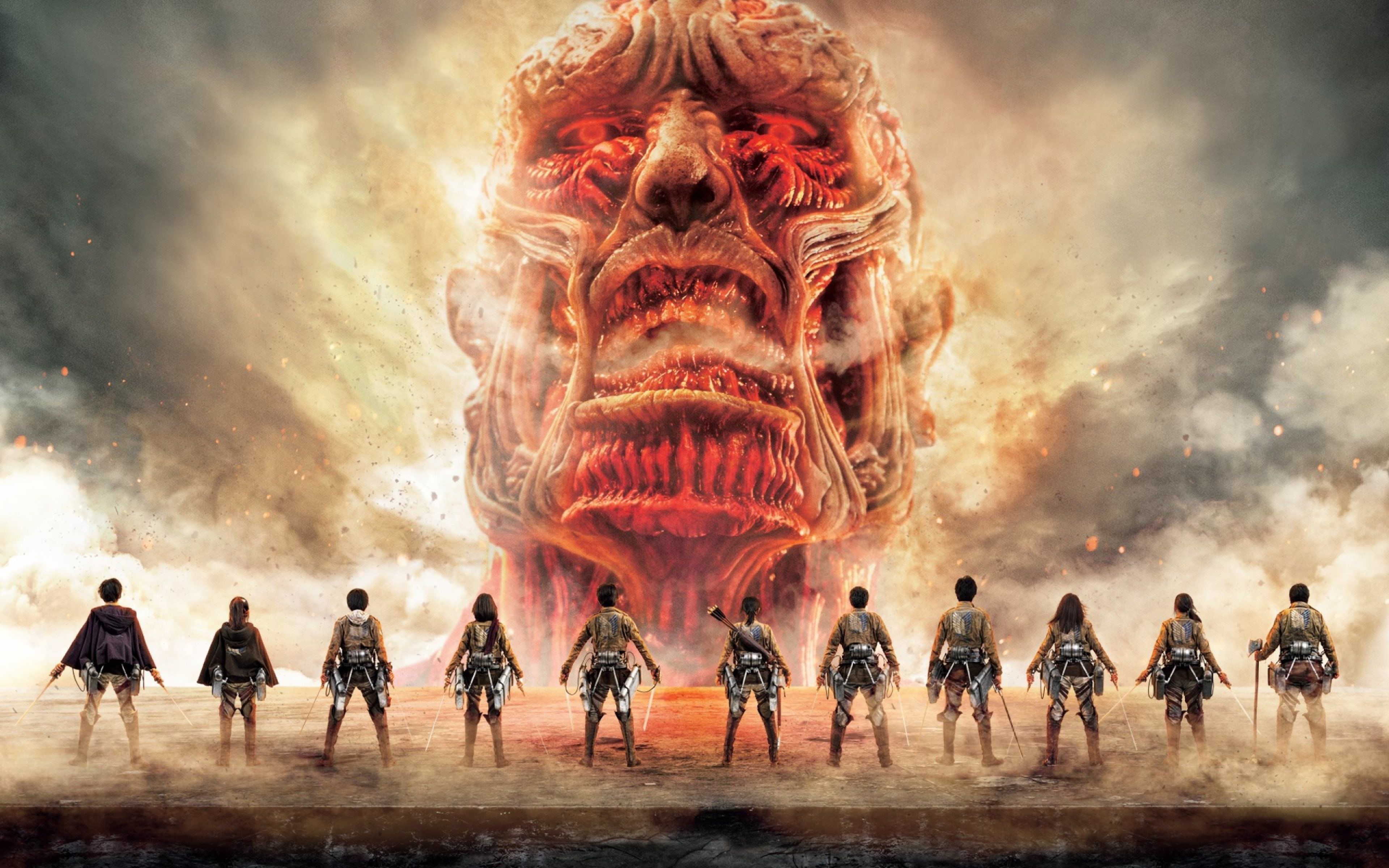 Colossal Titan e personaggi Attack on Titan, 3840x2400 UHD, Monitor Gaming