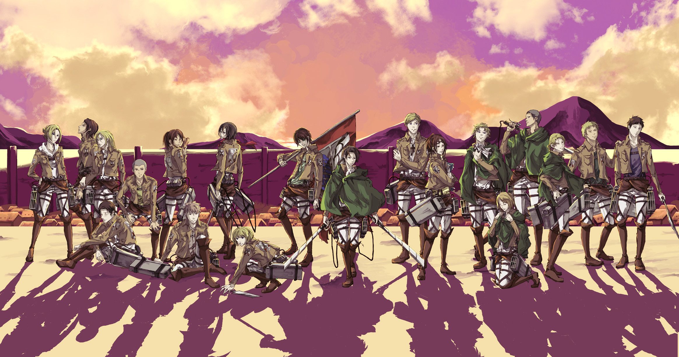 Personaggi Attack on Titan gruppo, 2330x1226 2K, PC Desktop