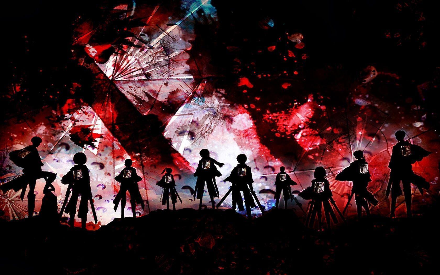 Sagome personaggi Attack on Titan, anime, 1680x1050 HD, PC Desktop