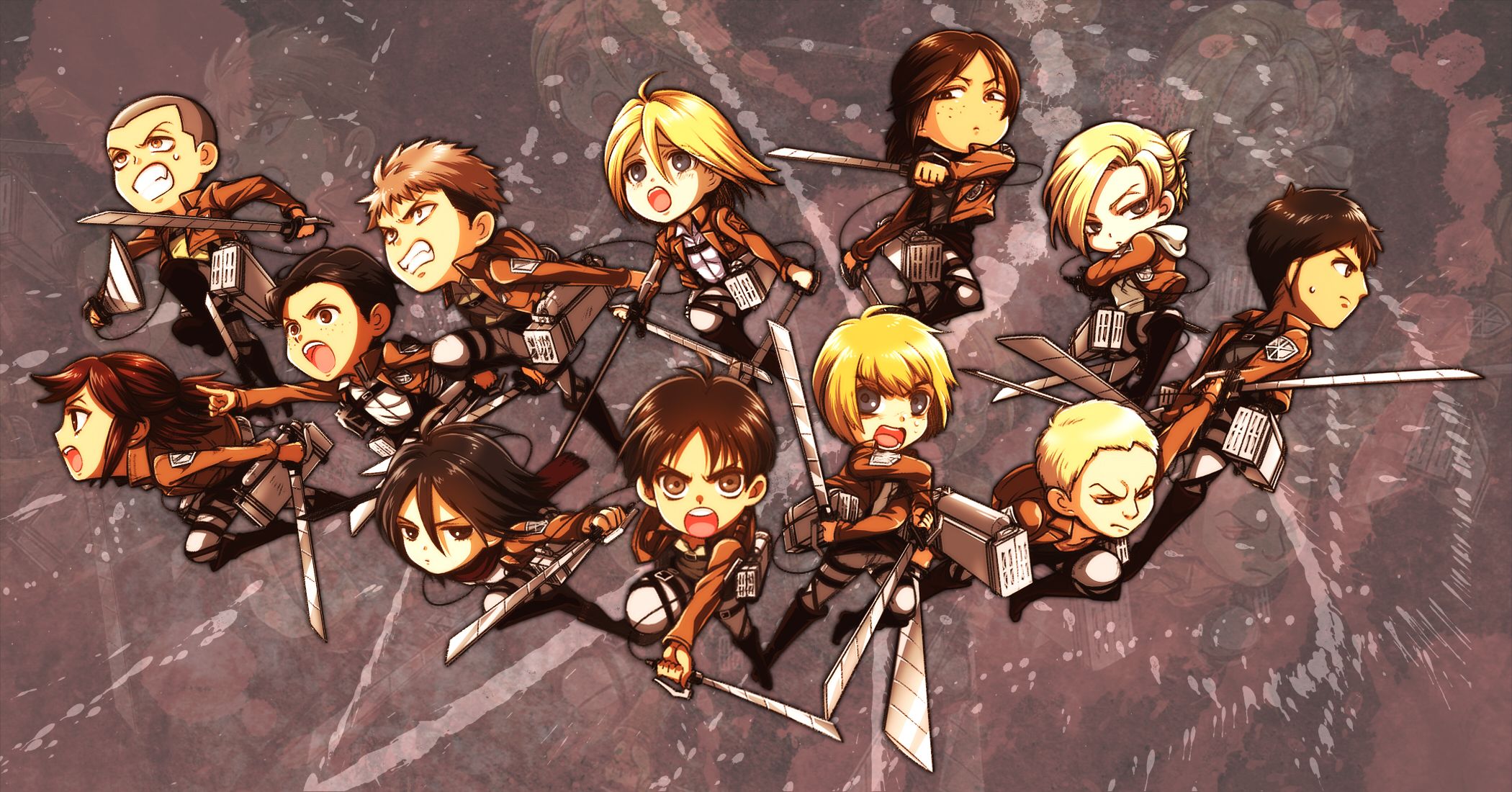 Attack on Titan chibi personaggi, 2100x1100 Hi-Res, PC