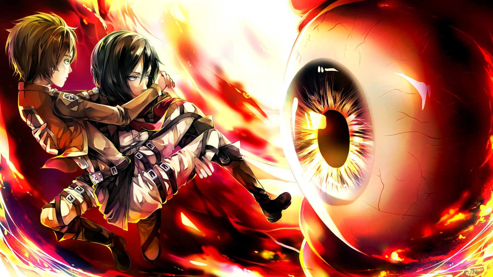 Attack on Titan personaggi occhio, 1600x900 HD Ready, Desktop