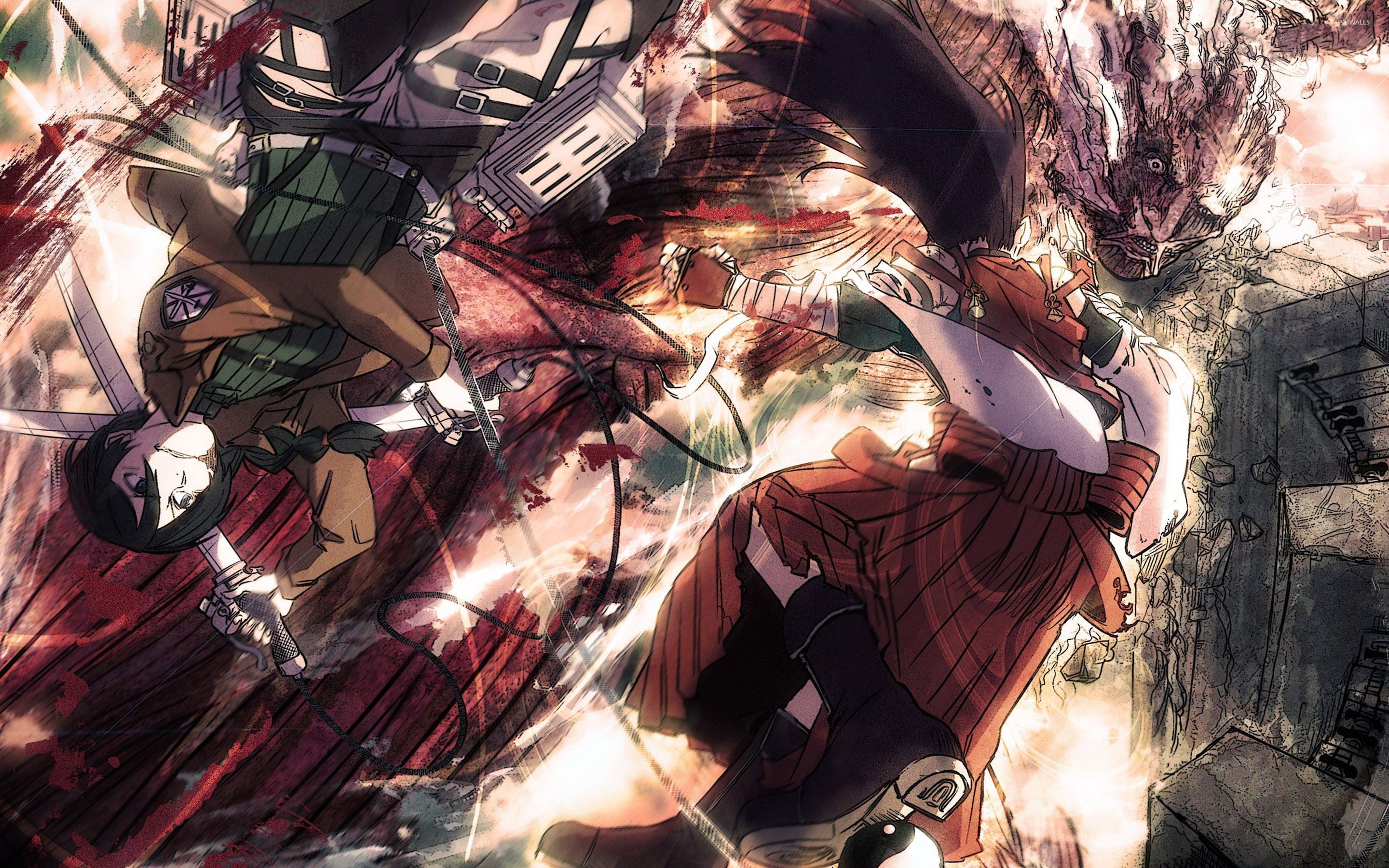 Attack on Titan personaggi in battaglia, 2880x1800 2K, Monitor Gaming
