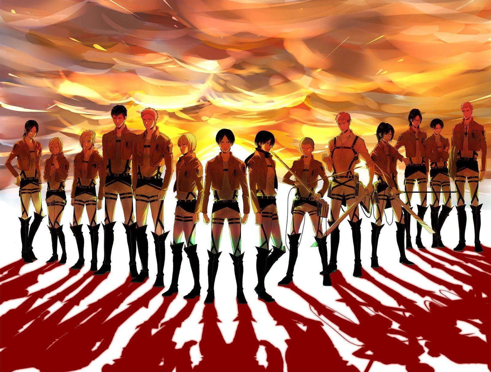 Personaggi Attack on Titan in fila, 1600x1211 HD, Monitor Gaming