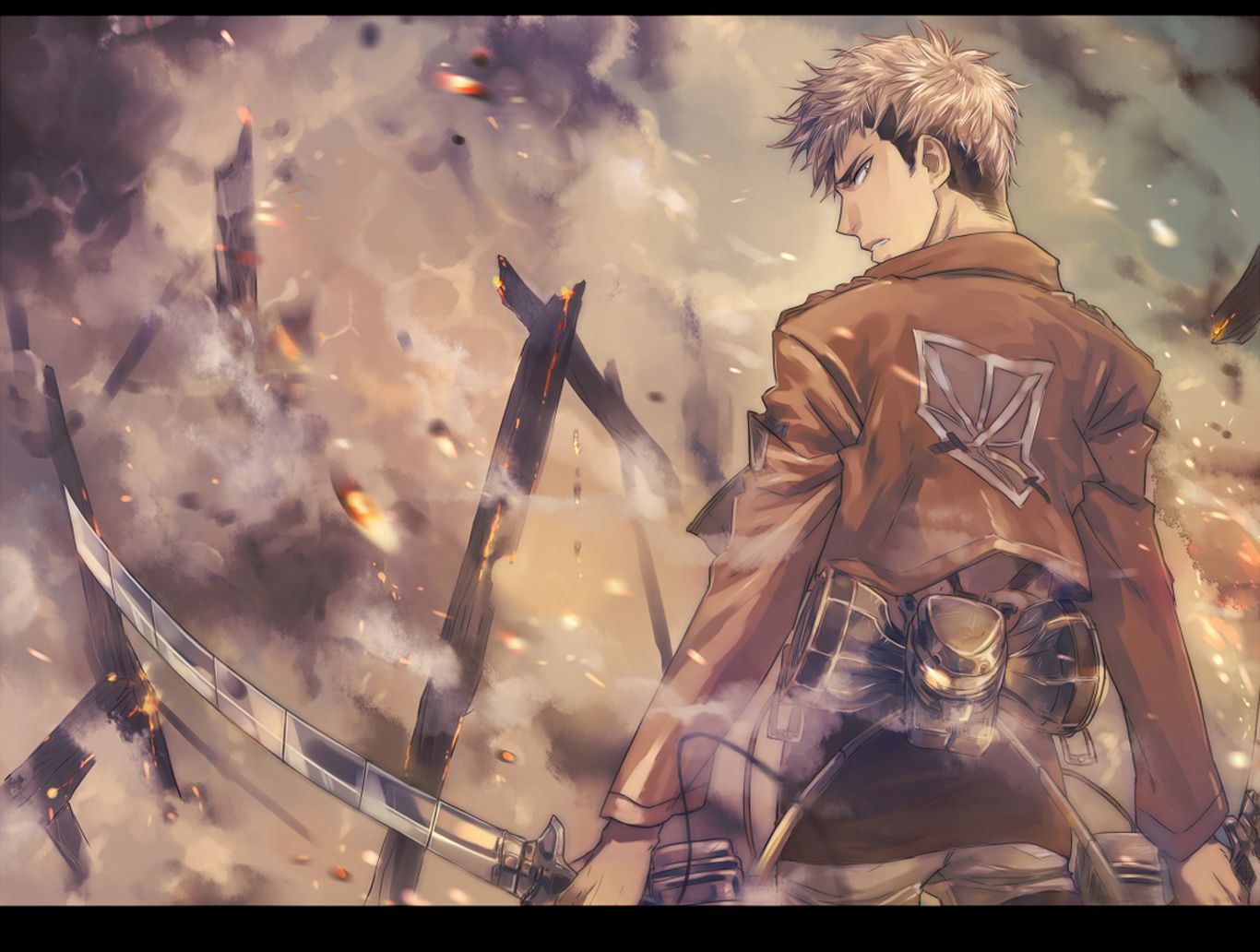Soldato Attack on Titan con lame, 1366x1032 720p, PC