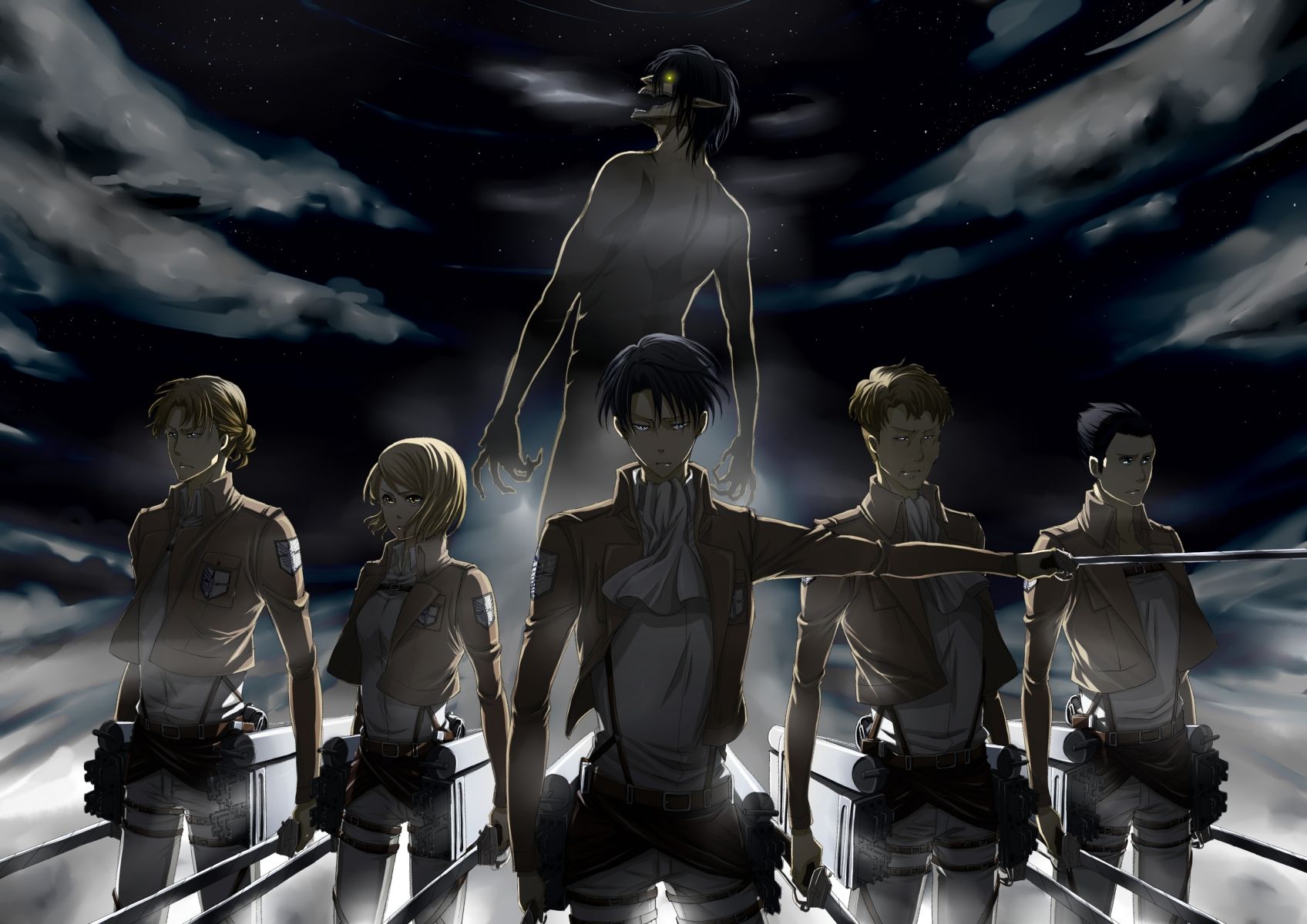 Attack on Titan personaggi con Titano, 1696x1200 900p, Desktop