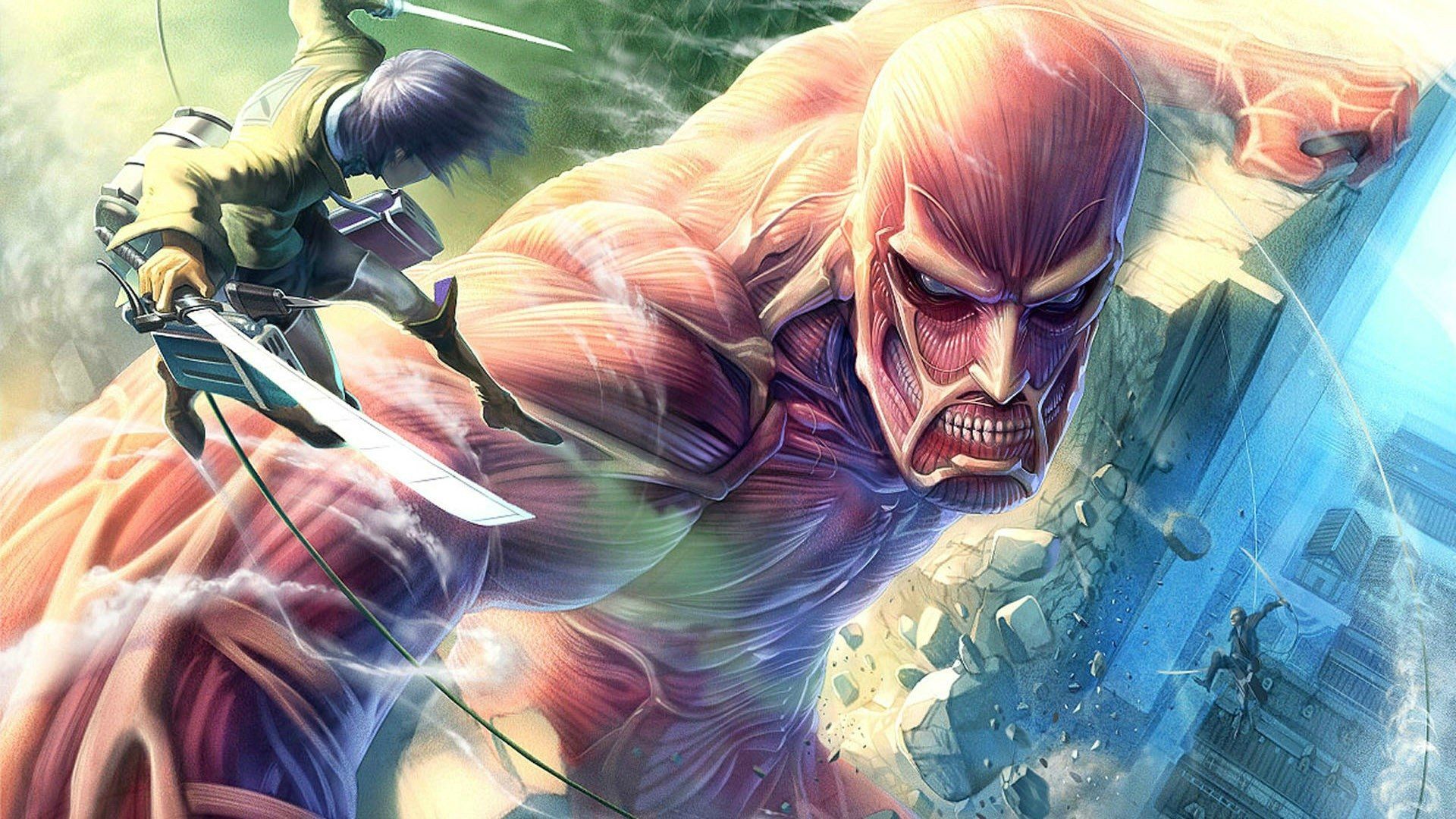 Titano colossale e soldato Attack on Titan, 1920x1080 Full HD 1080p, Monitor Gaming