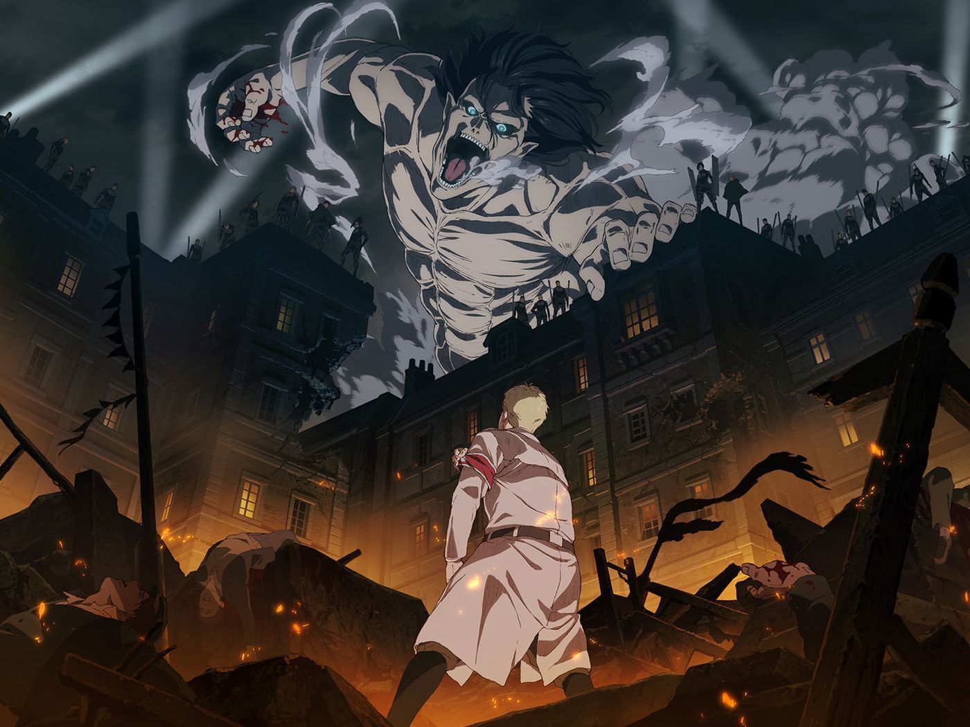 Attack on Titan, titano gigante distruzione, anime, 1400x1050 HD, Desktop