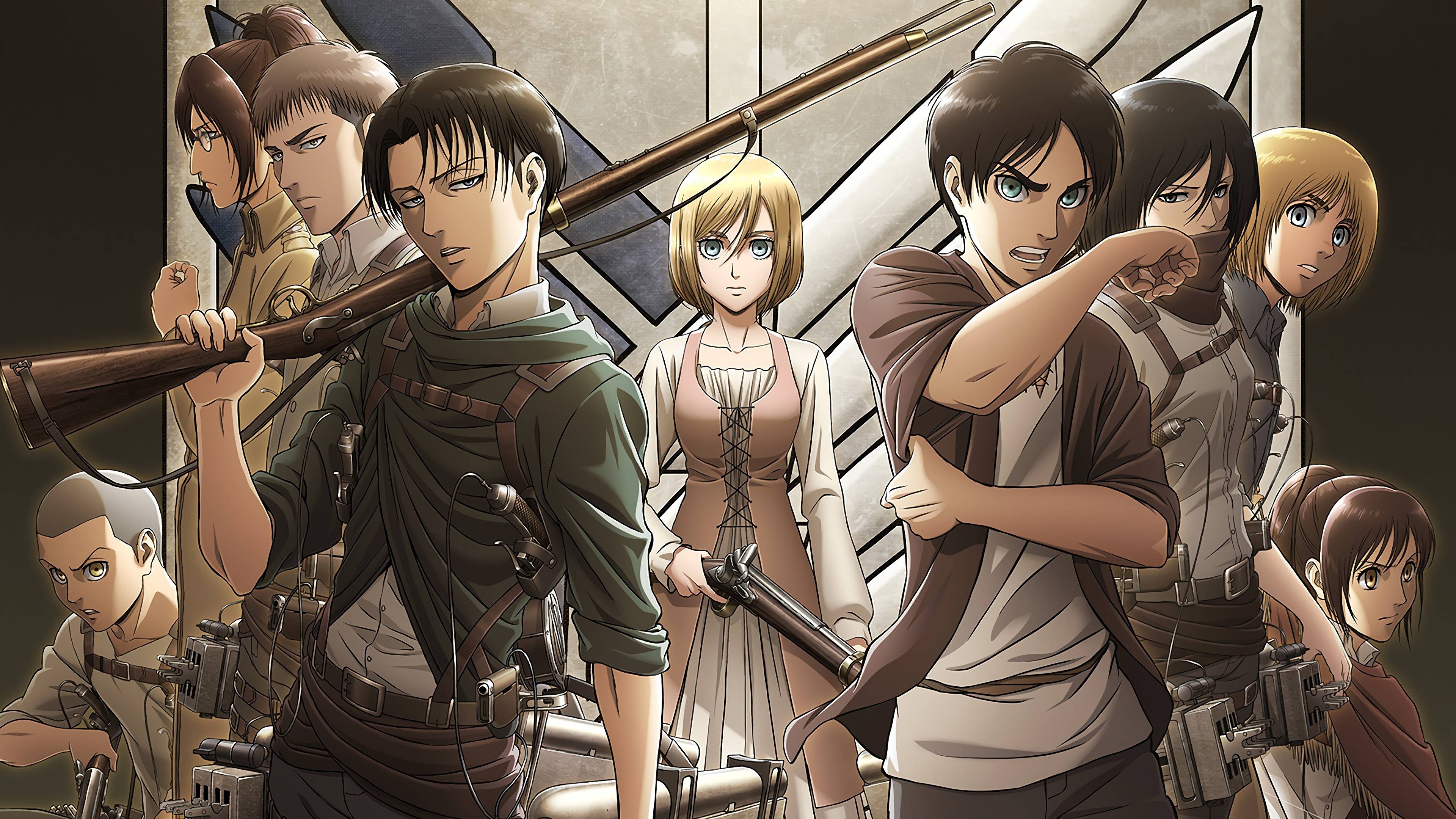 Personaggi Attack on Titan gruppo, 3840x2160 4K, Desktop 4K