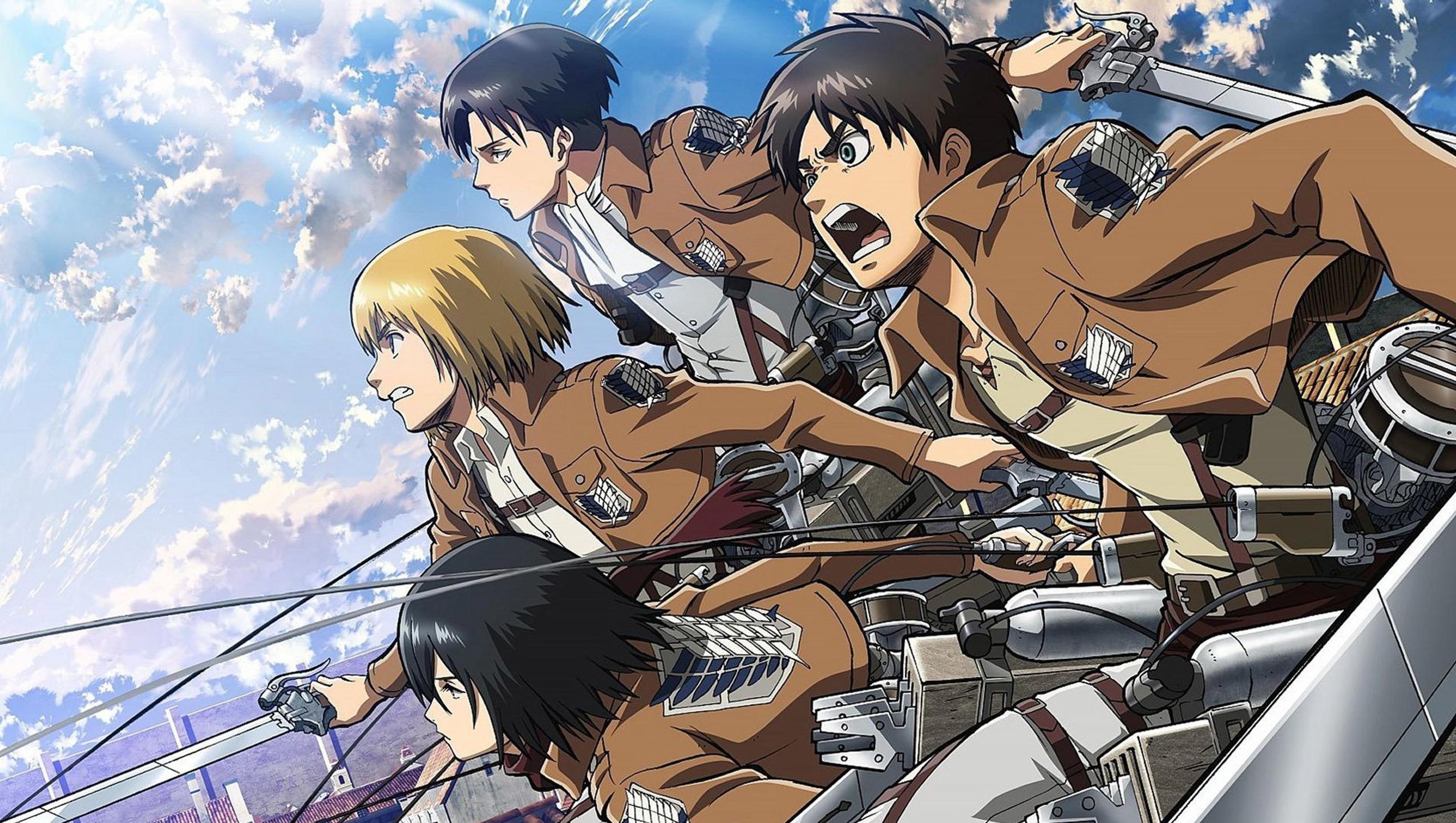 Personaggi Attack on Titan in volo, 2552x1442 2K, Laptop