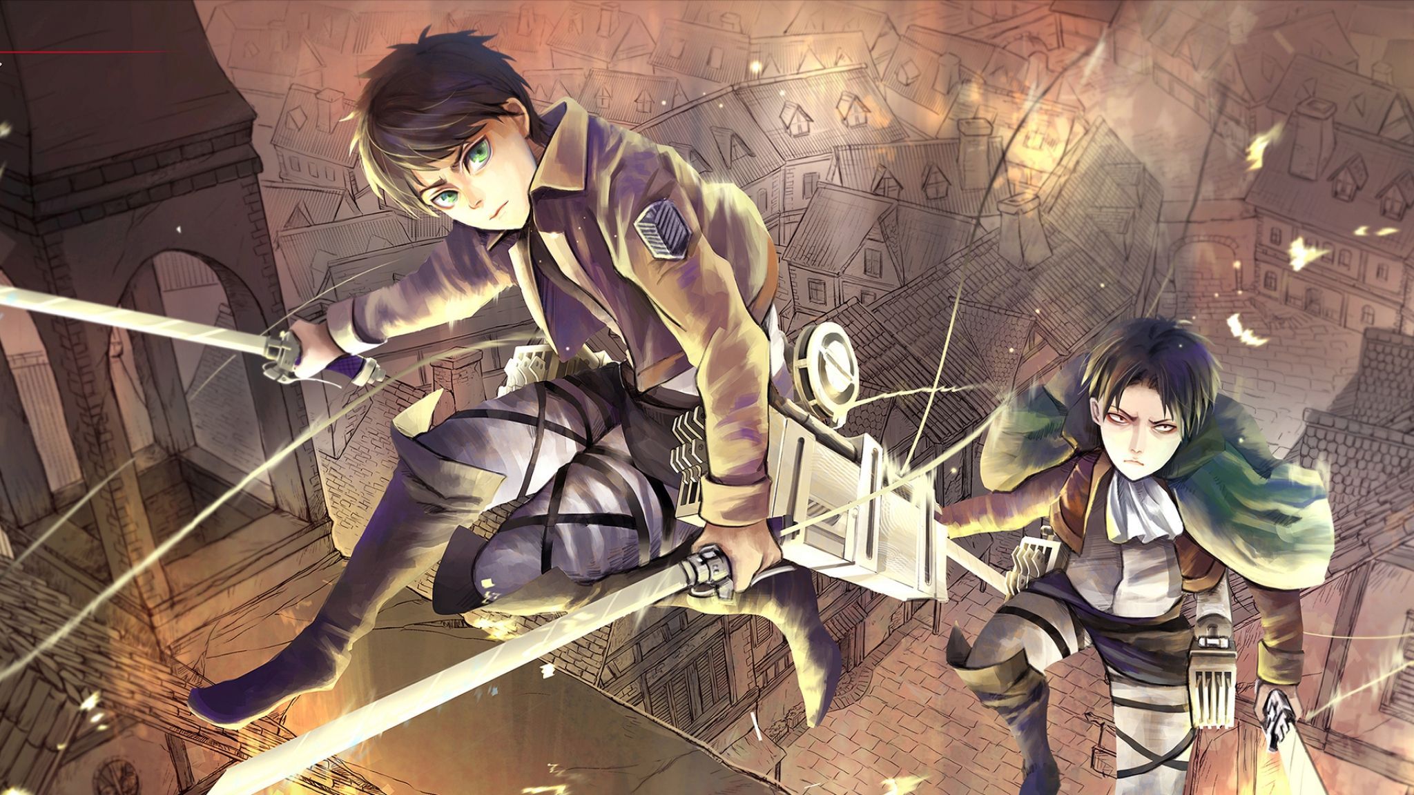 Eren e Levi Attack on Titan, 2048x1152 2K, PC