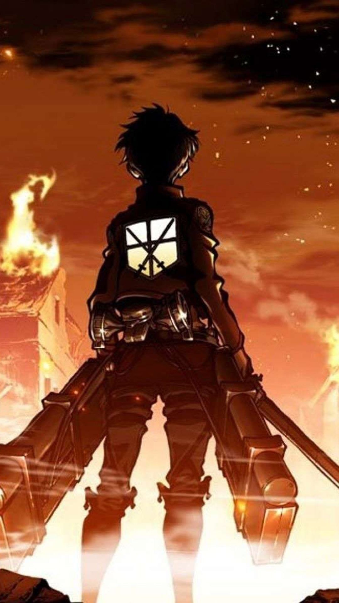 Eren Yeager silhouette Attack on Titan, 1080x1920 Verticale, Samsung Galaxy