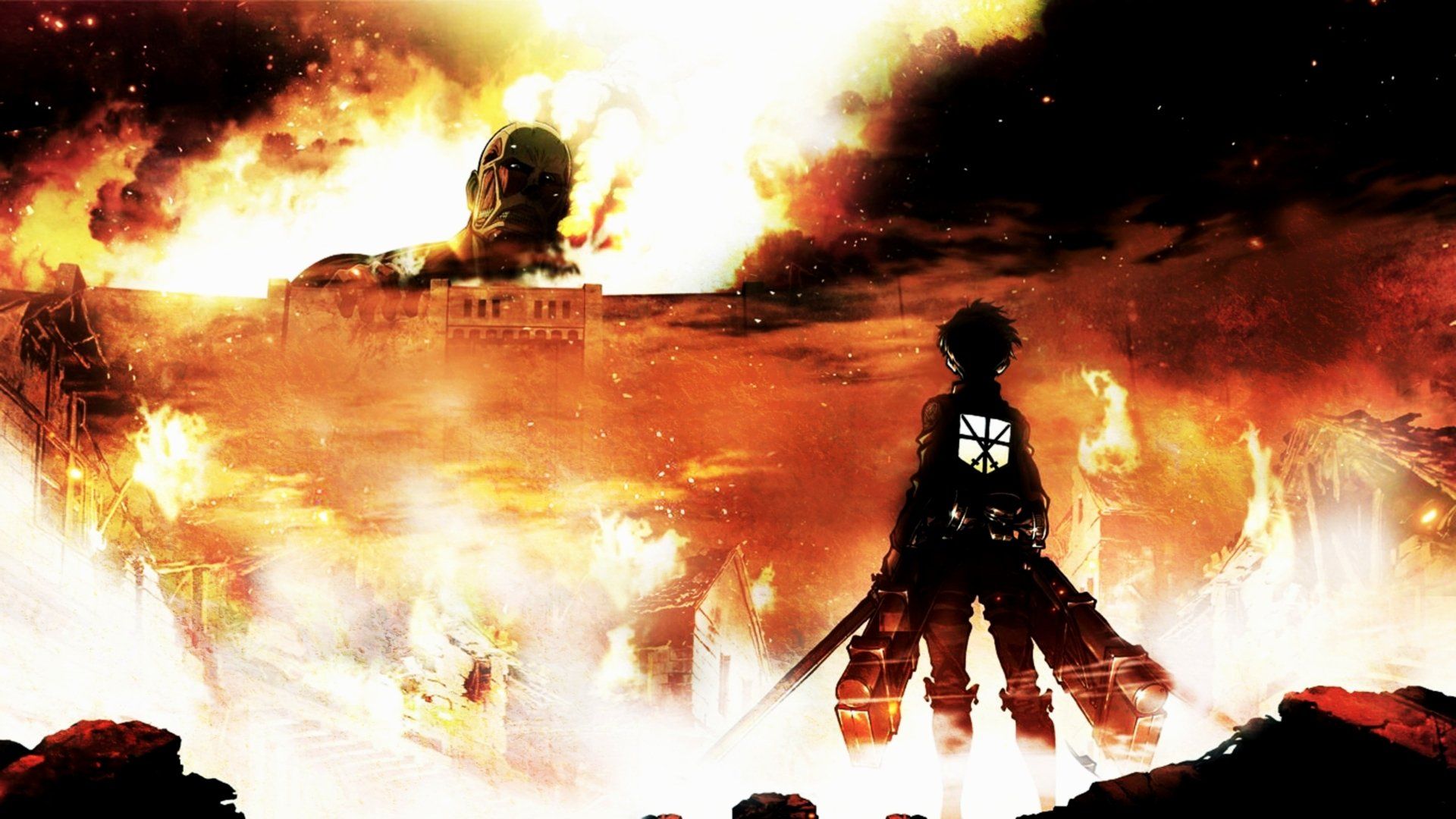 Eren Attack on Titan fuoco, 1920x1080 Full HD 1080p, Desktop