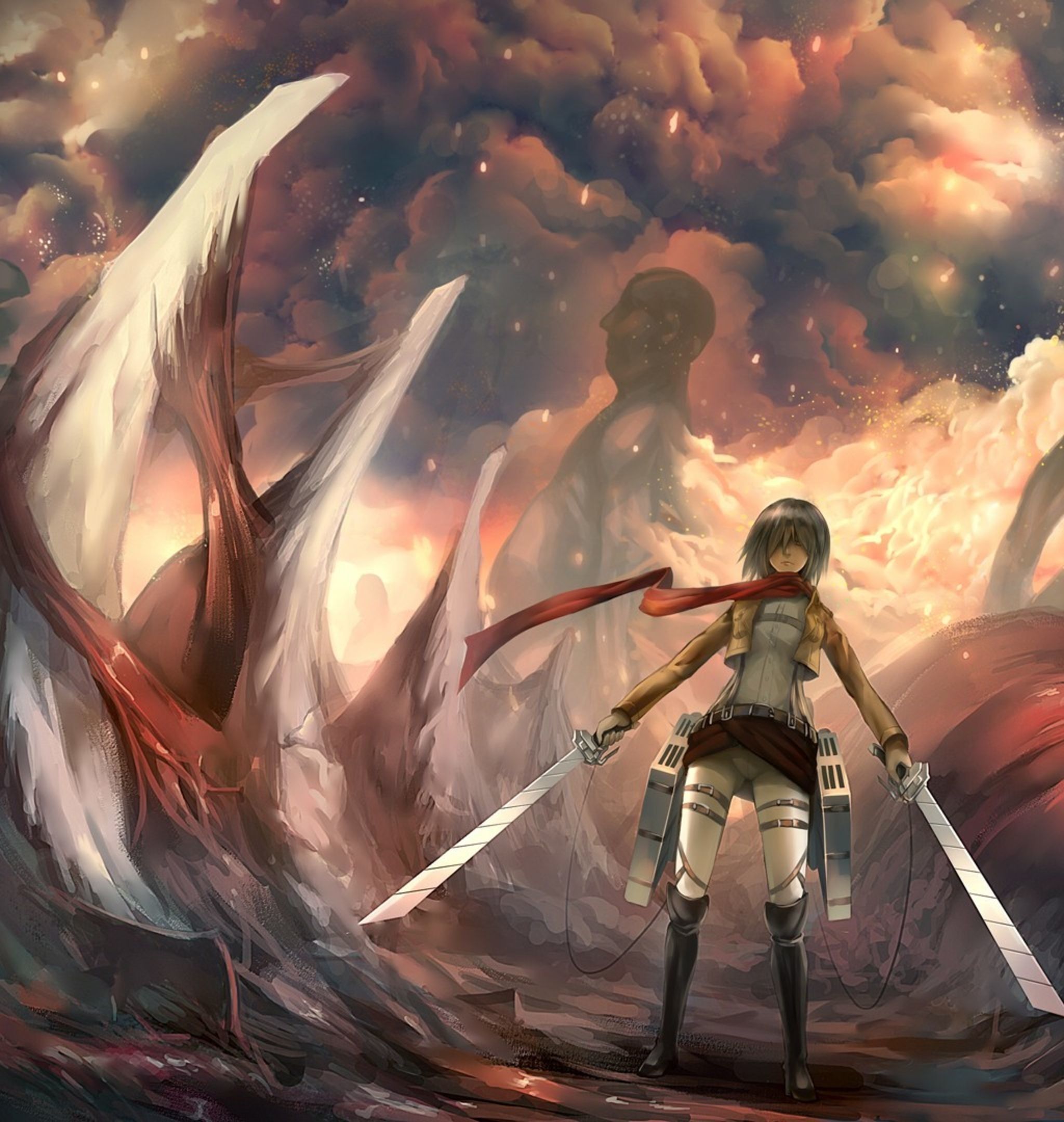 Mikasa Attack on Titan spade, giganti, 2048x2160 Full HD Verticale, Smartphone