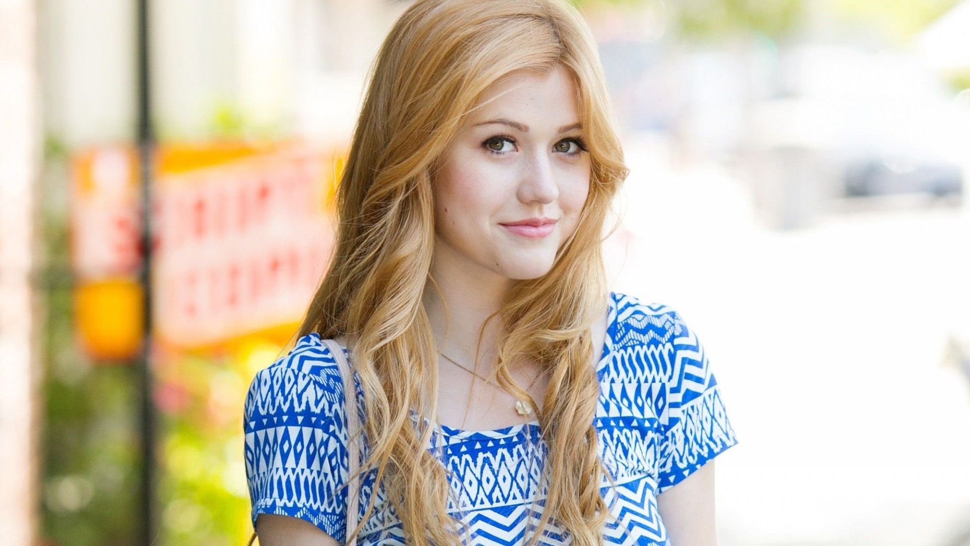 Attrice bionda camicia blu, 1920x1080 Full HD 1080p, Laptop