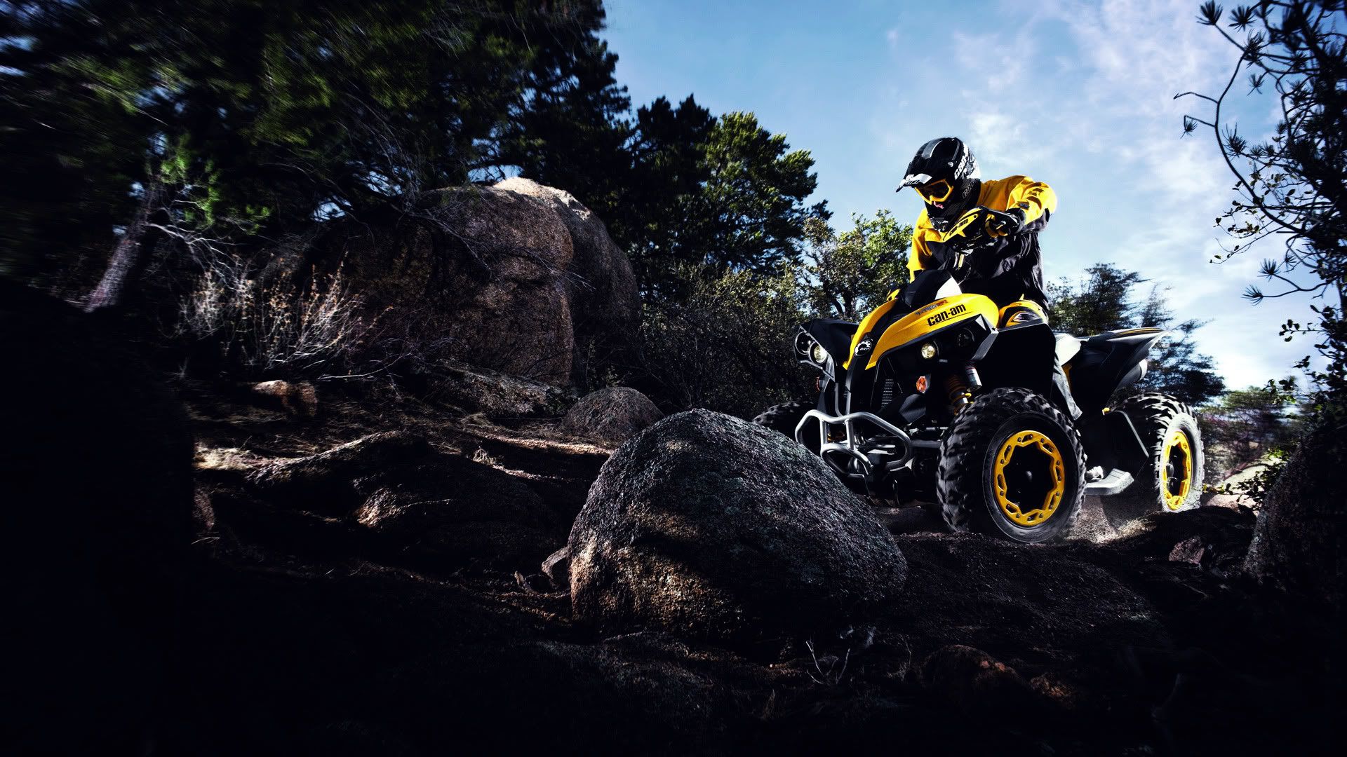 ATV giallo su rocce, 1920x1080 1080p, PC Desktop
