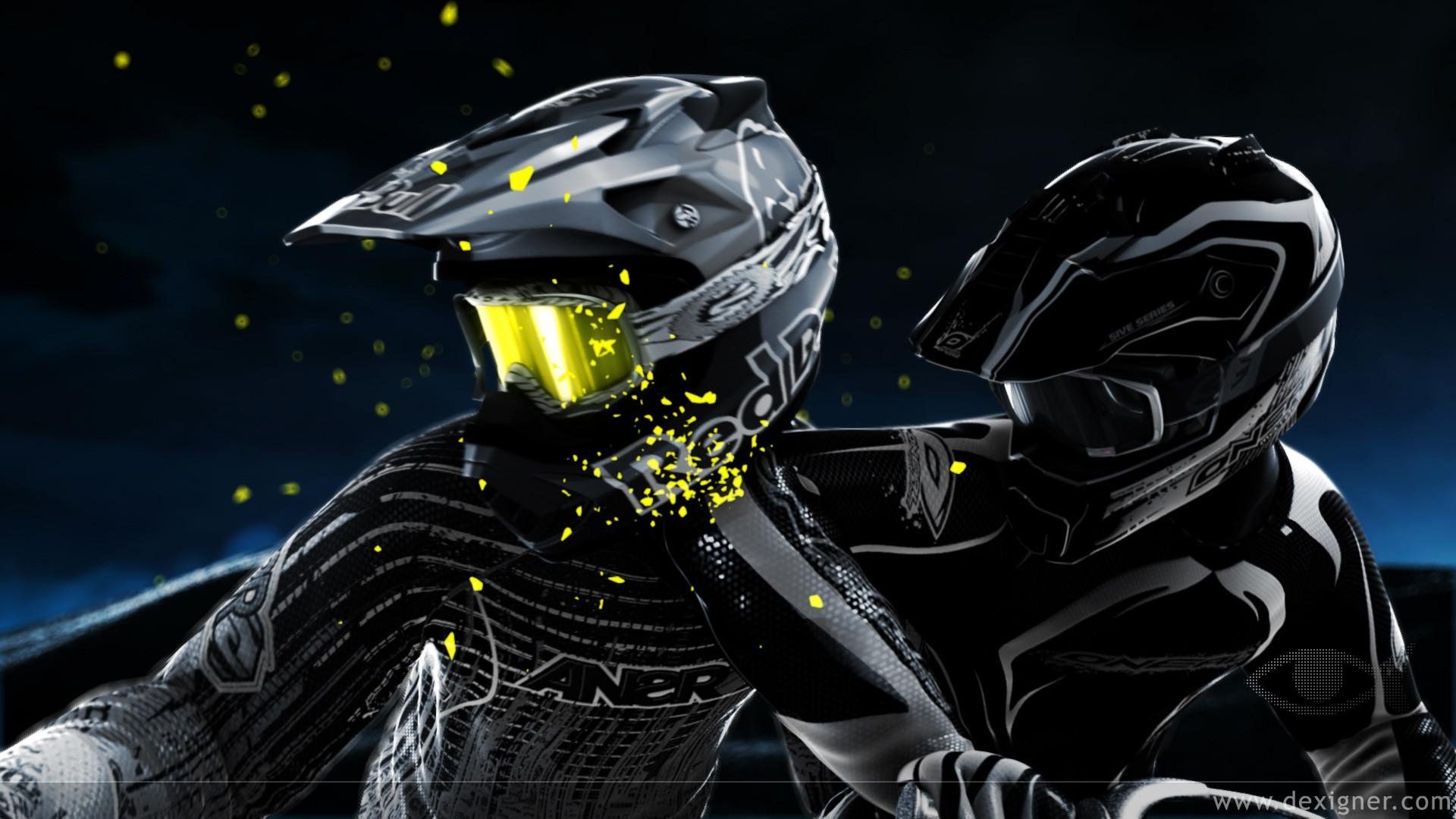 Motociclisti caschi neri notte, 1920x1080 Full HD, Desktop