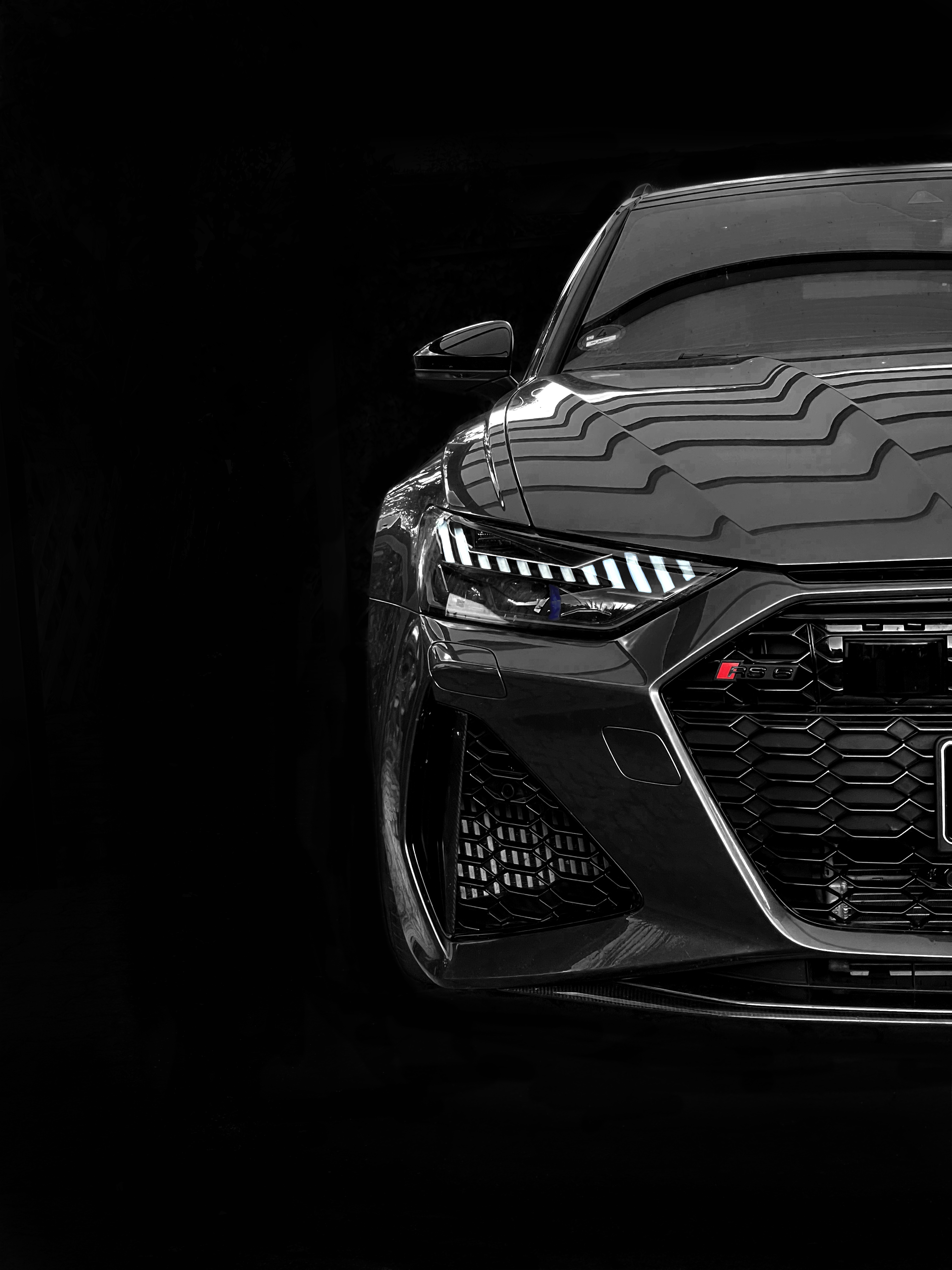 Audi RS6 nera frontale, V8 biturbo, sfondo 3024x4032 Full HD Verticale, iPhone