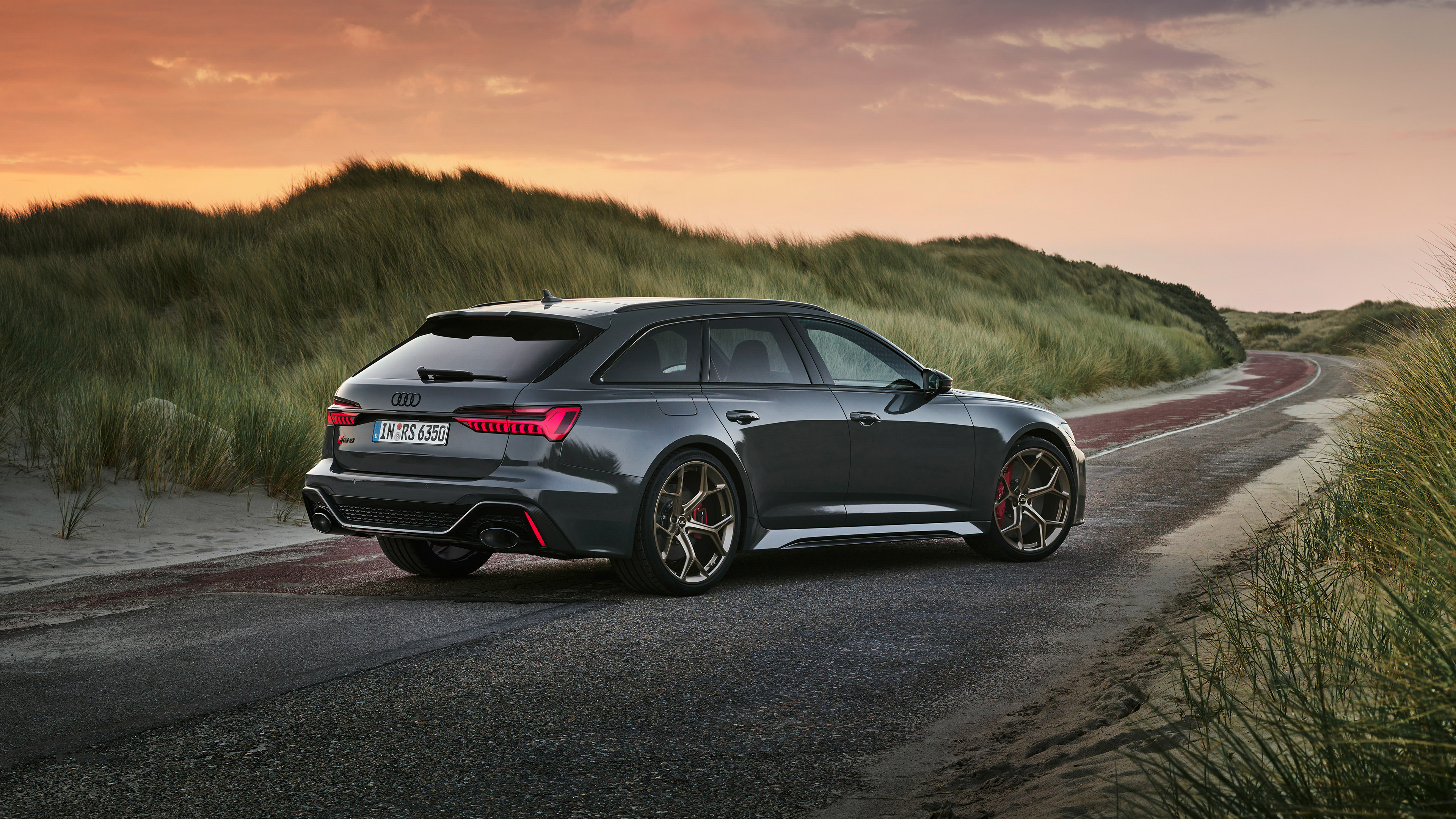 Audi RS6 Avant grigia, quattro, sfondi 3840x2160 4K, Desktop 4K