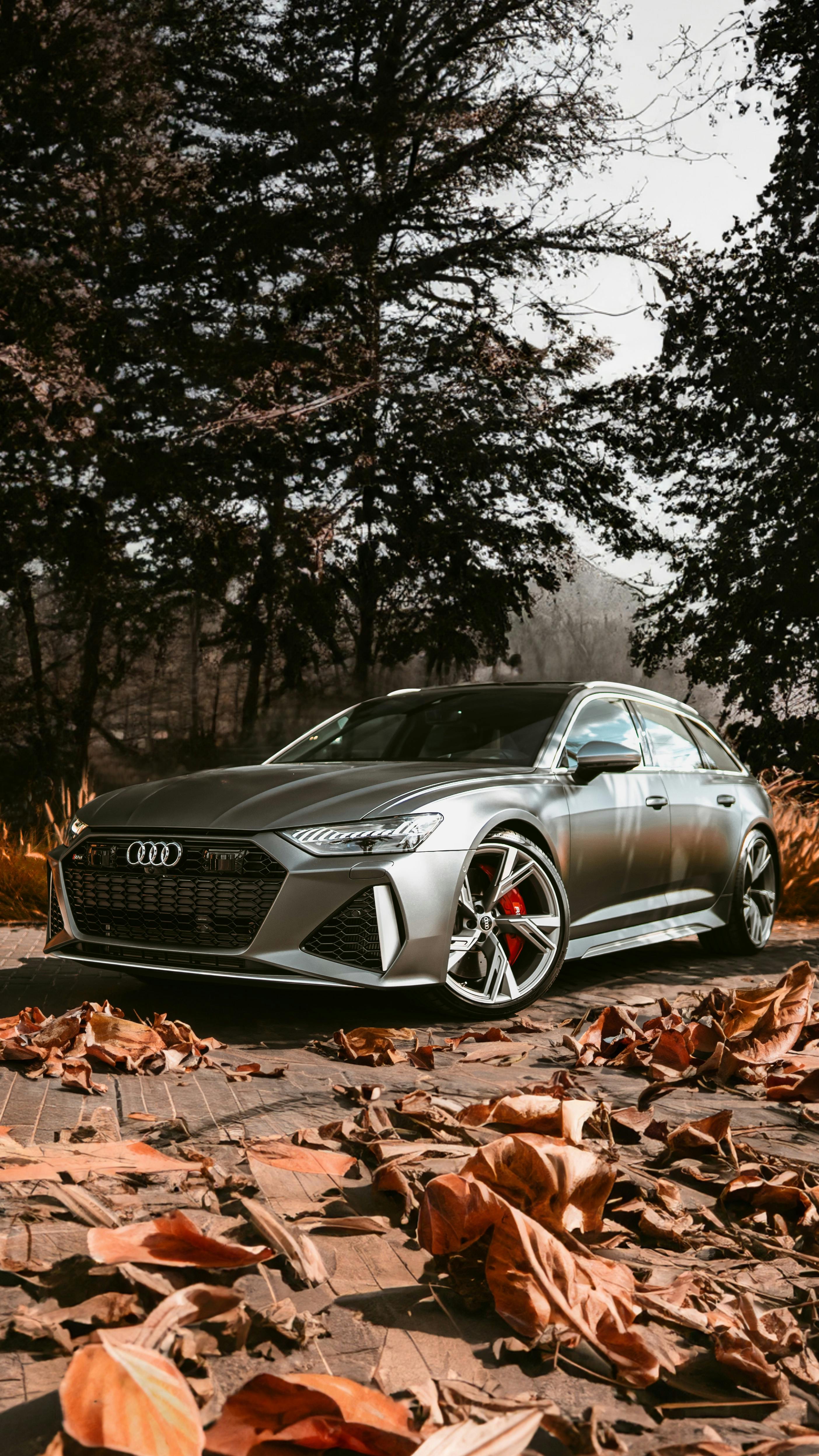 Audi RS6 grigia autunno, sfondi 2807x4990 Full HD Verticale, Samsung Galaxy